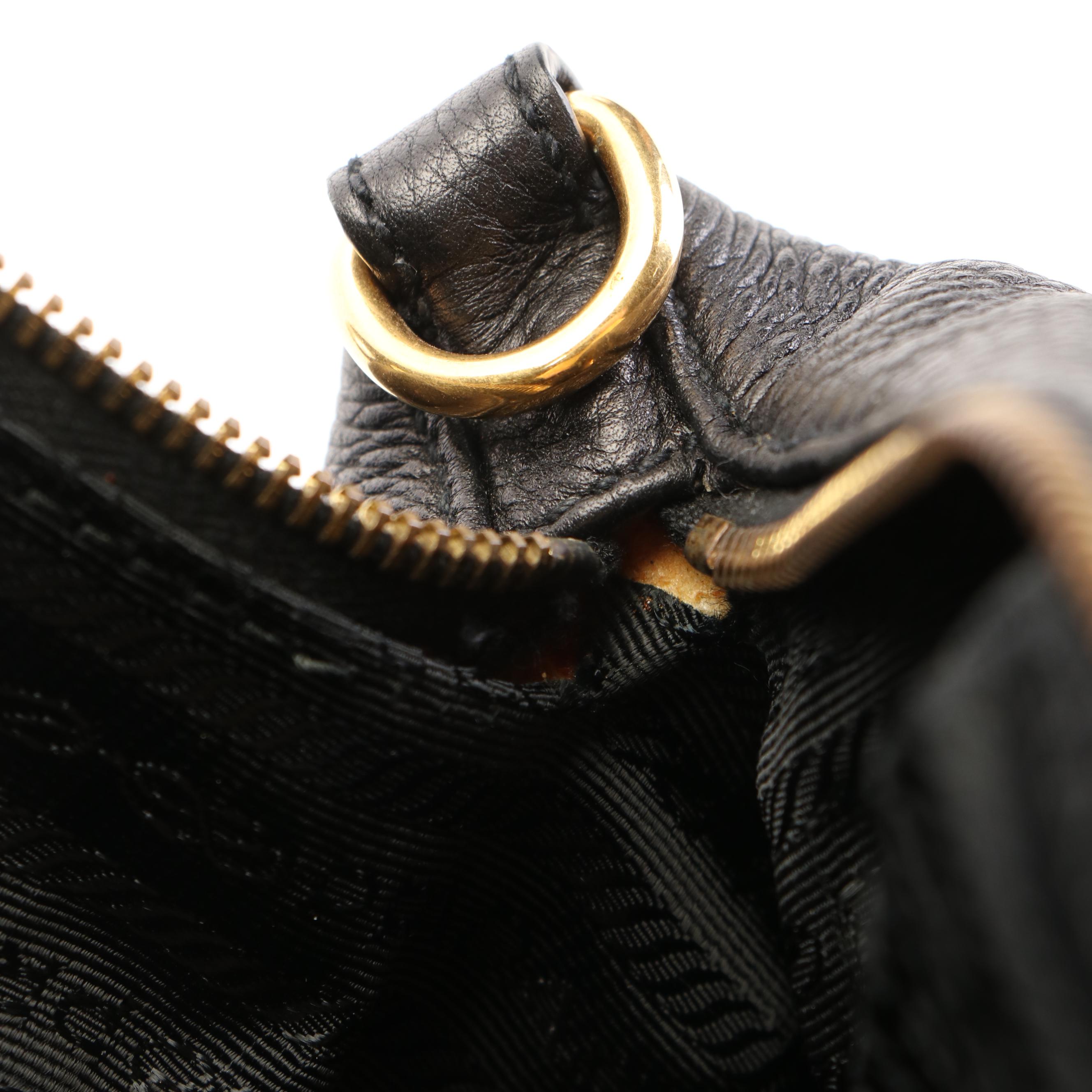 Prada Everyday Bag in Black Pebbled Leather