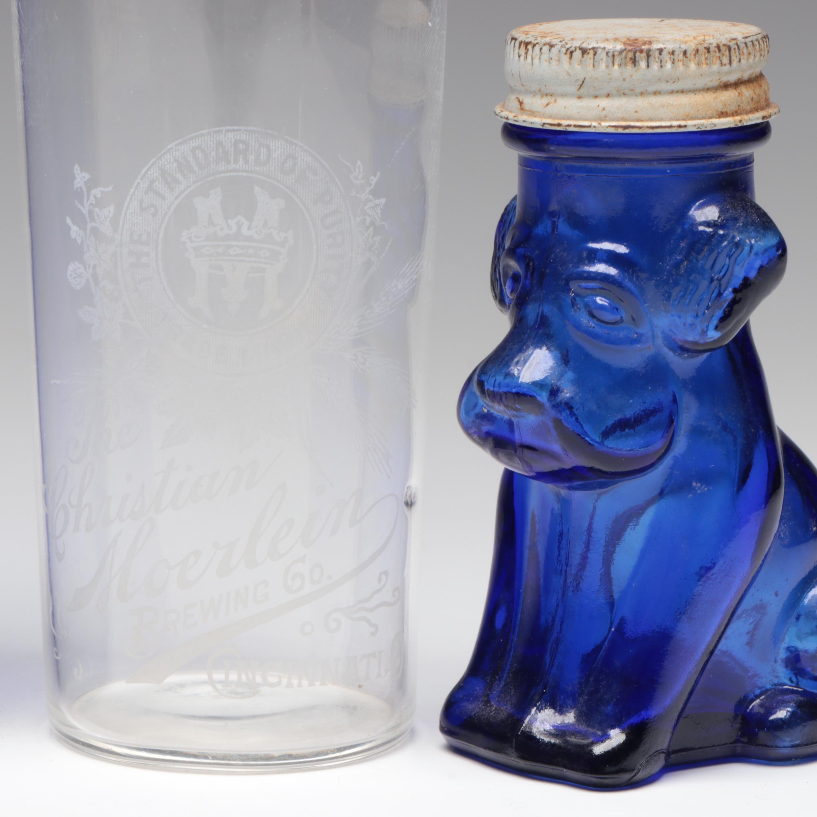 Moerlein Brewing Co. Pre-Prohibition Etched Glass Tumbler with More Glass Décor