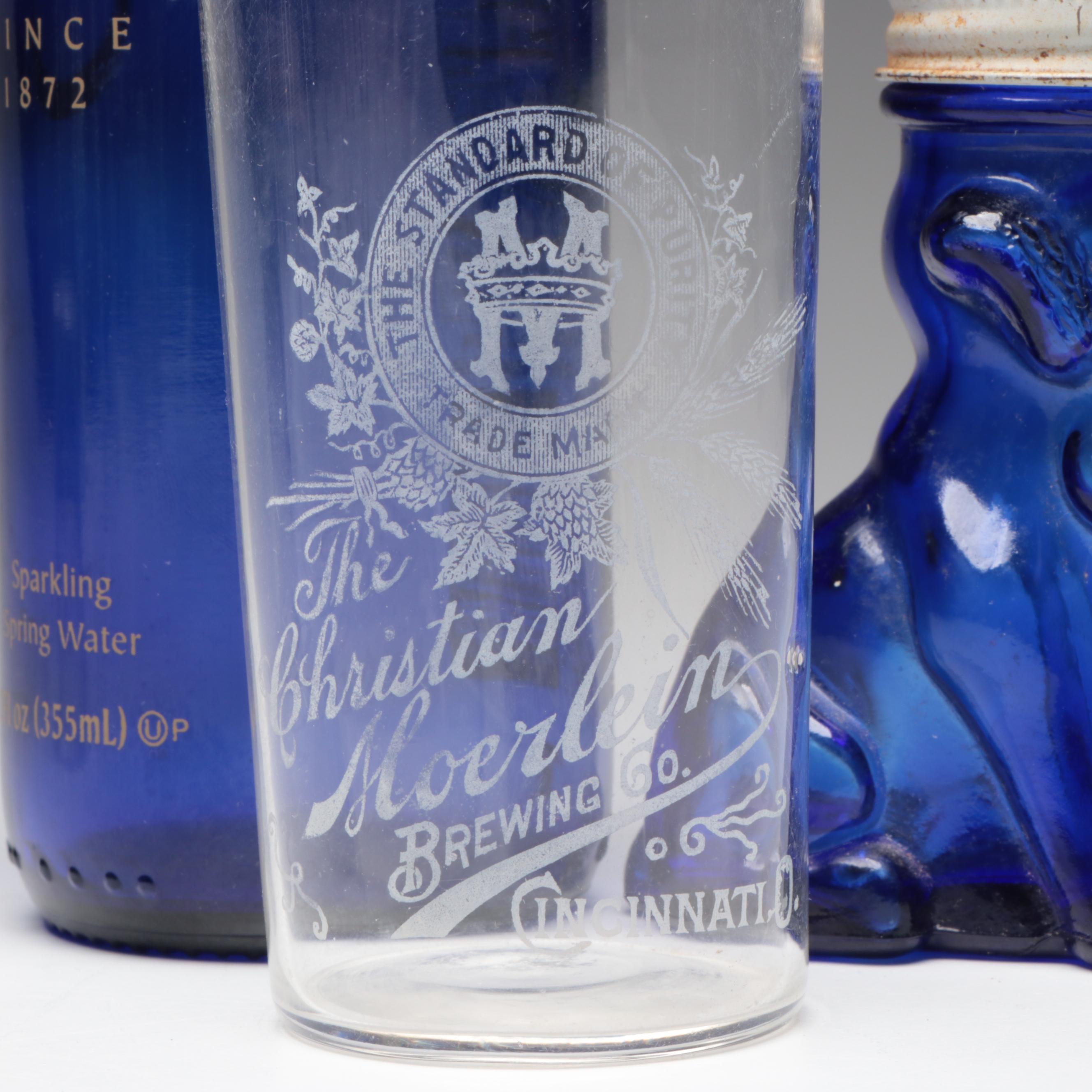 Moerlein Brewing Co. Pre-Prohibition Etched Glass Tumbler with More Glass Décor