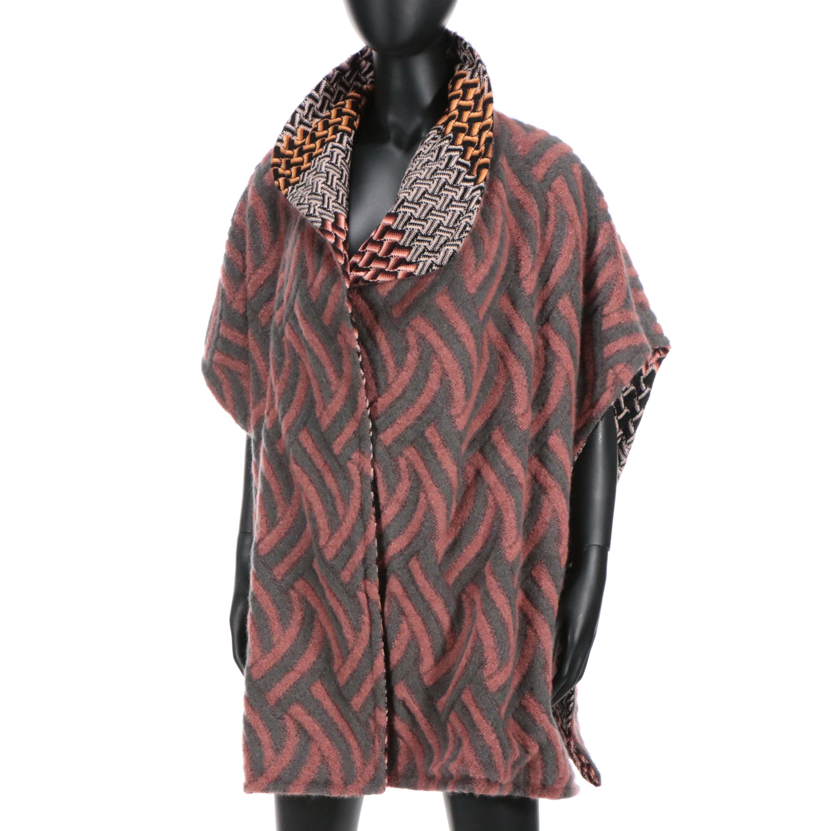 Missoni Reversible Patterned Wool/Mohair/Cashmere Sleeveless Poncho Coat