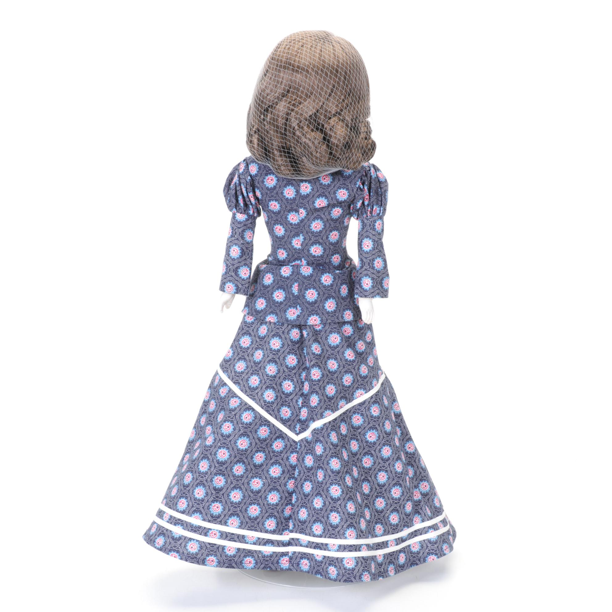 German Bisque Doll with Excelsior Body and Stand
