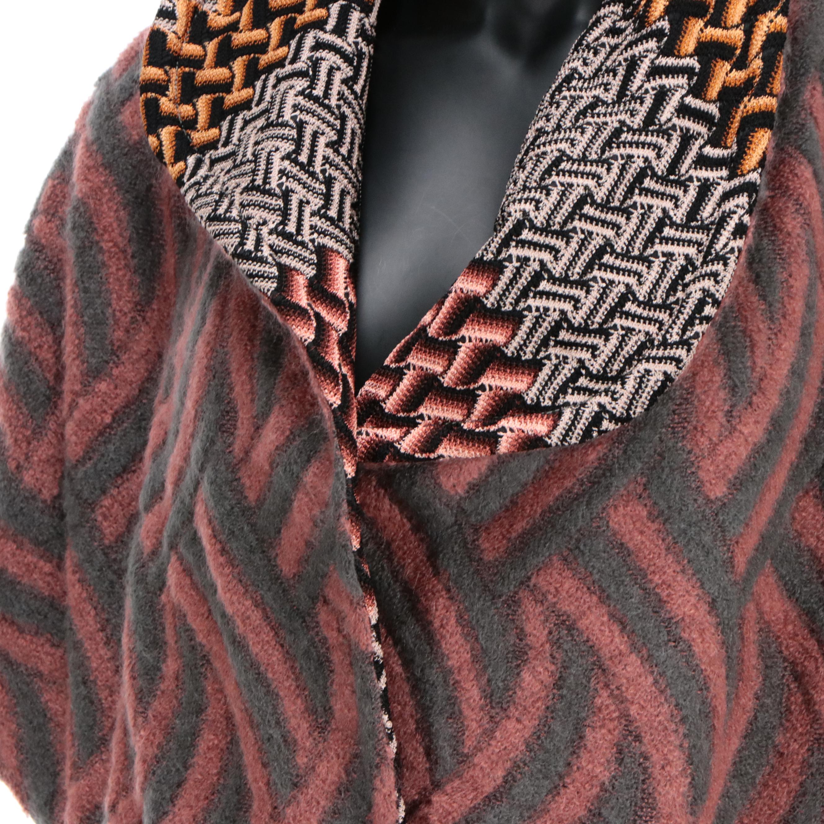 Missoni Reversible Patterned Wool/Mohair/Cashmere Sleeveless Poncho Coat