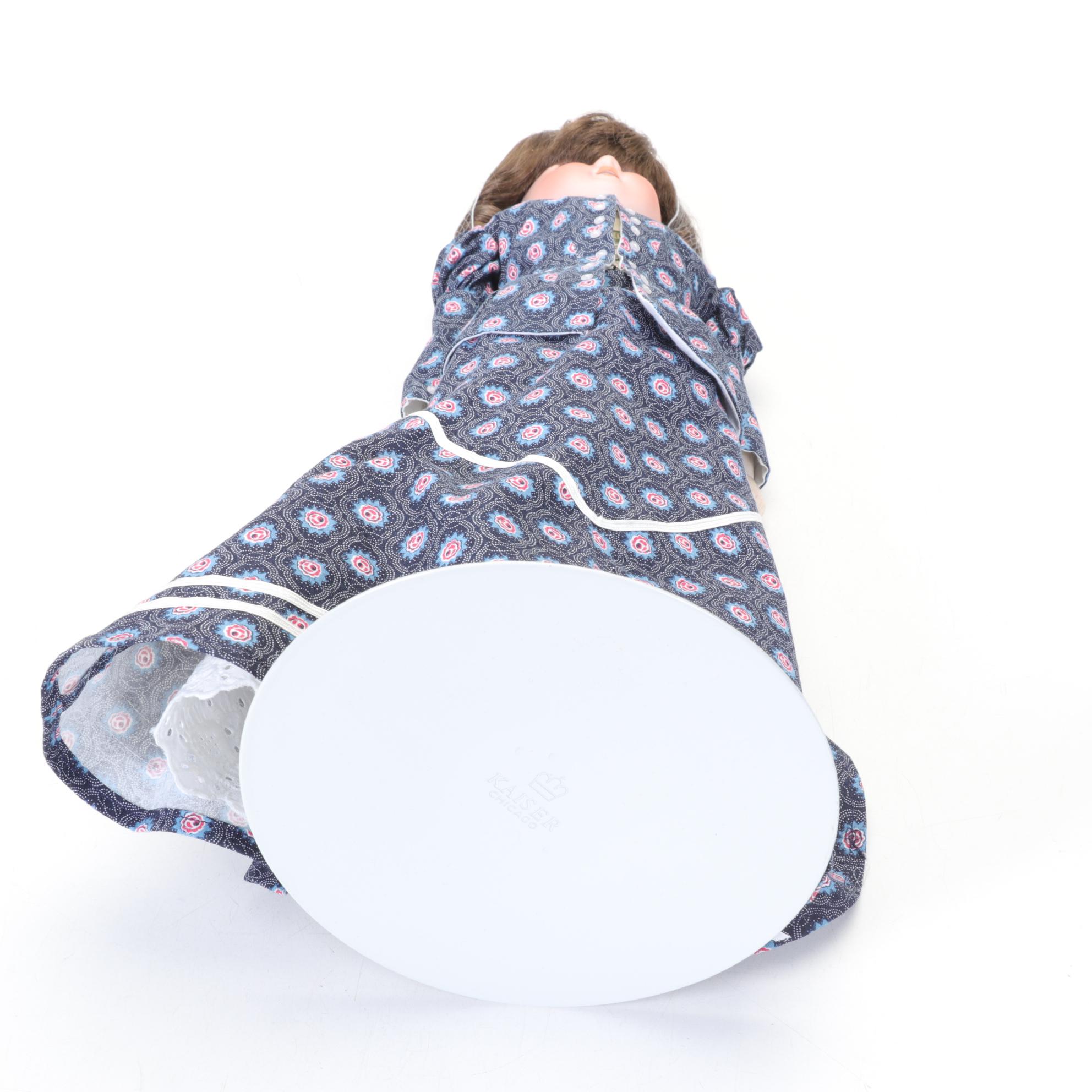 German Bisque Doll with Excelsior Body and Stand