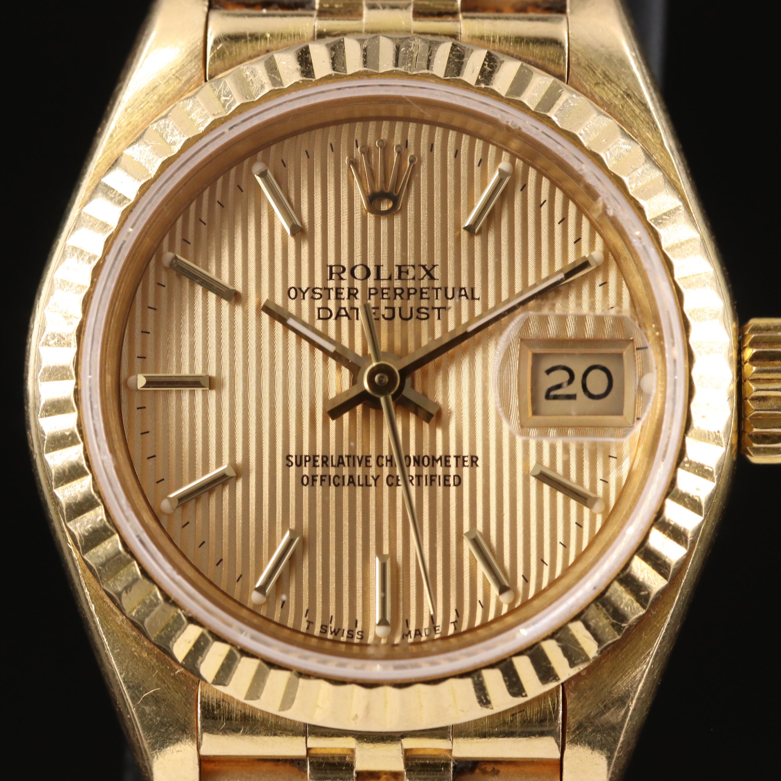 1989 Rolex Datejust Tapestry Dial, President Band Watch