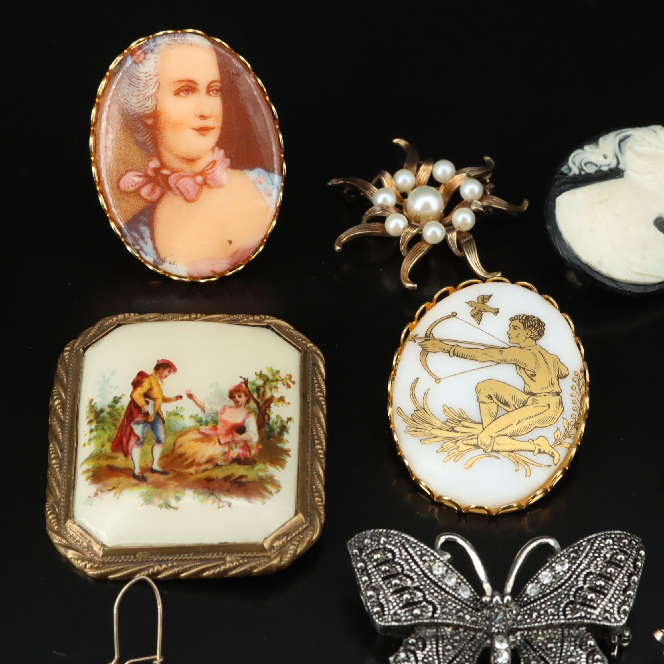Vintage Brooches and Earrings Featuring Crown Trifari and Krementz