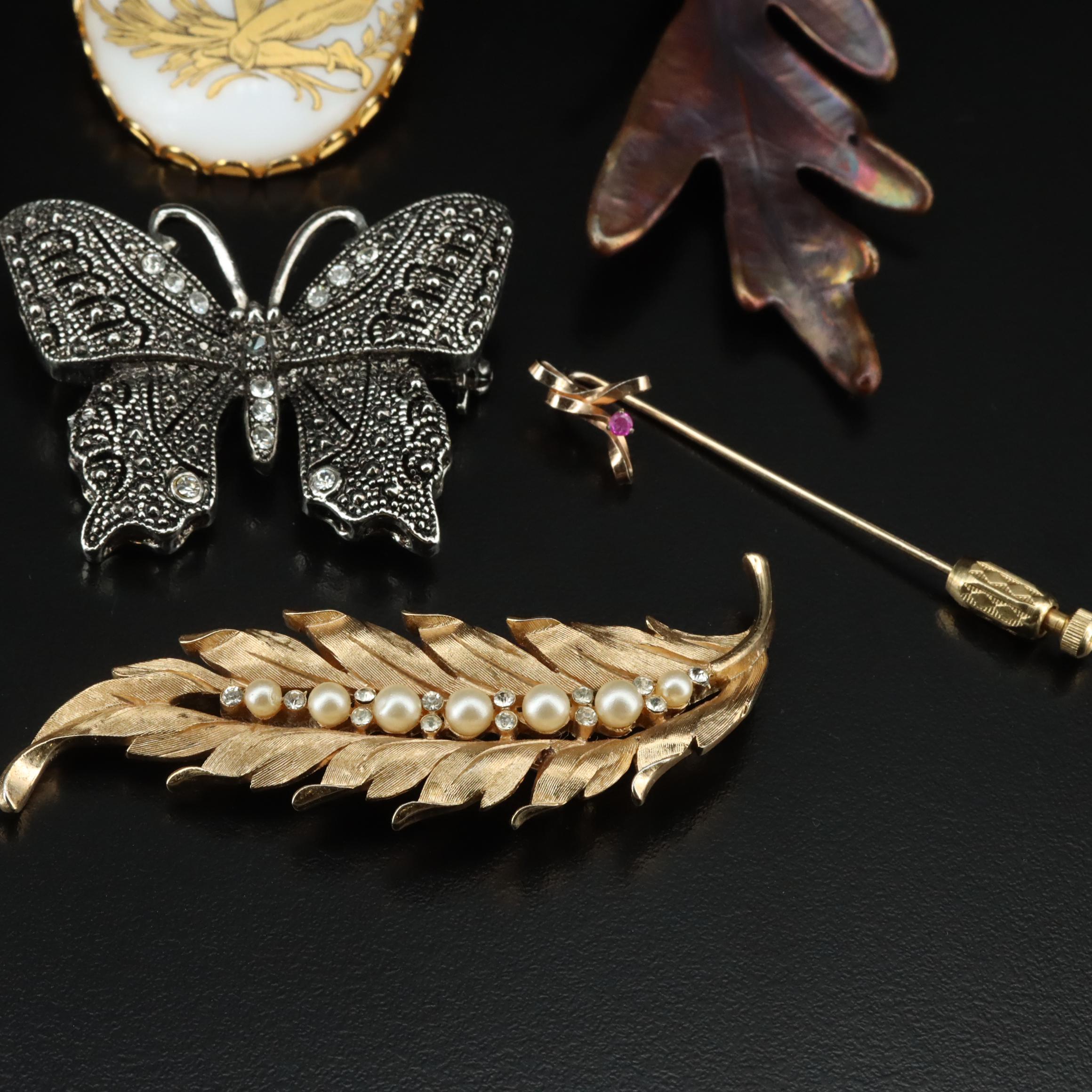 Vintage Brooches and Earrings Featuring Crown Trifari and Krementz