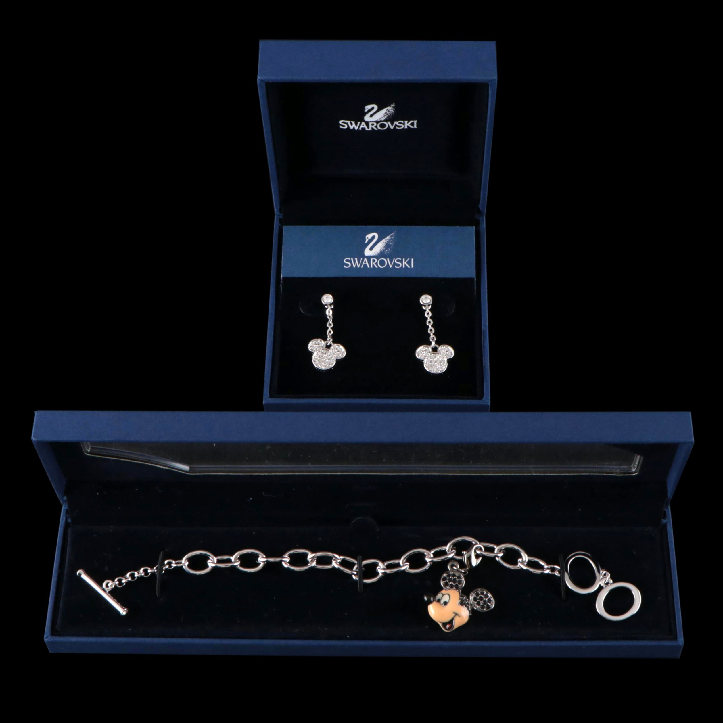 Swarovski for Disney Crystal Mickey Mouse Earrings and Bracelet