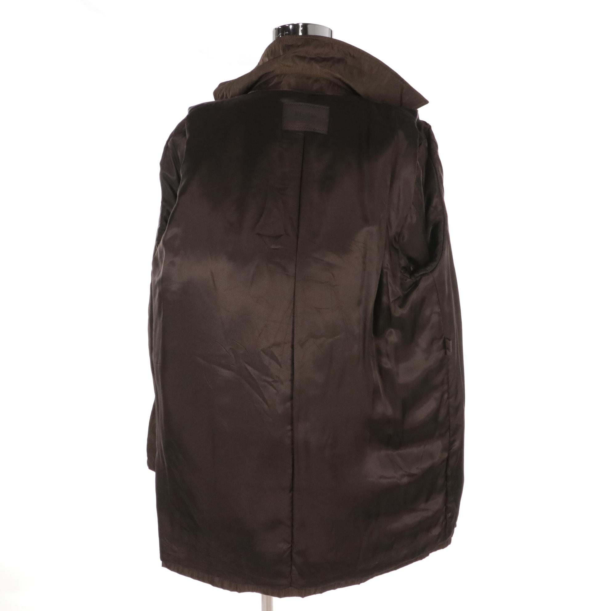 Prada Brown Tessuto Nylon Double-Breasted Jacket
