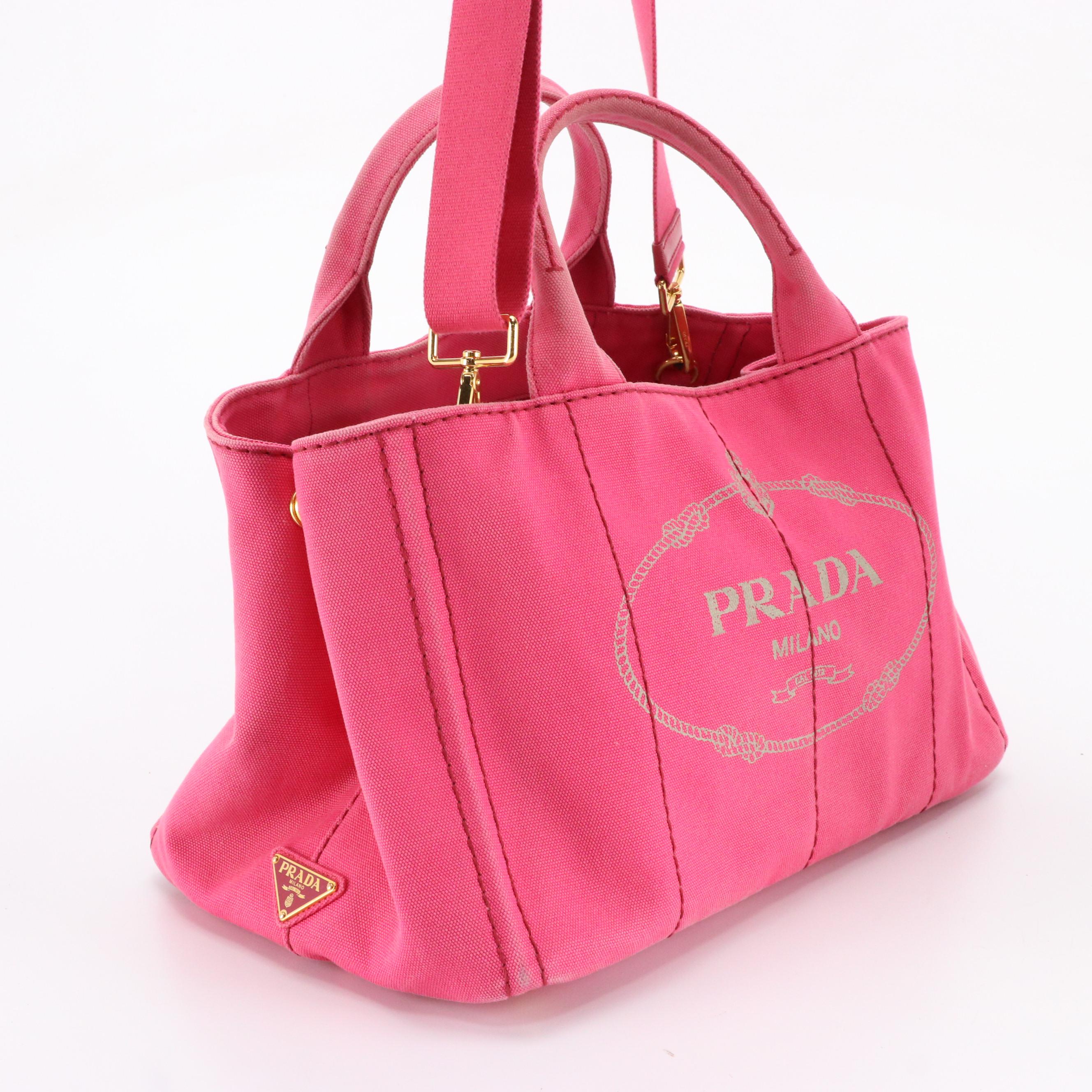 Prada Canapa Logo Two-Way Tote in Peonia Canvas