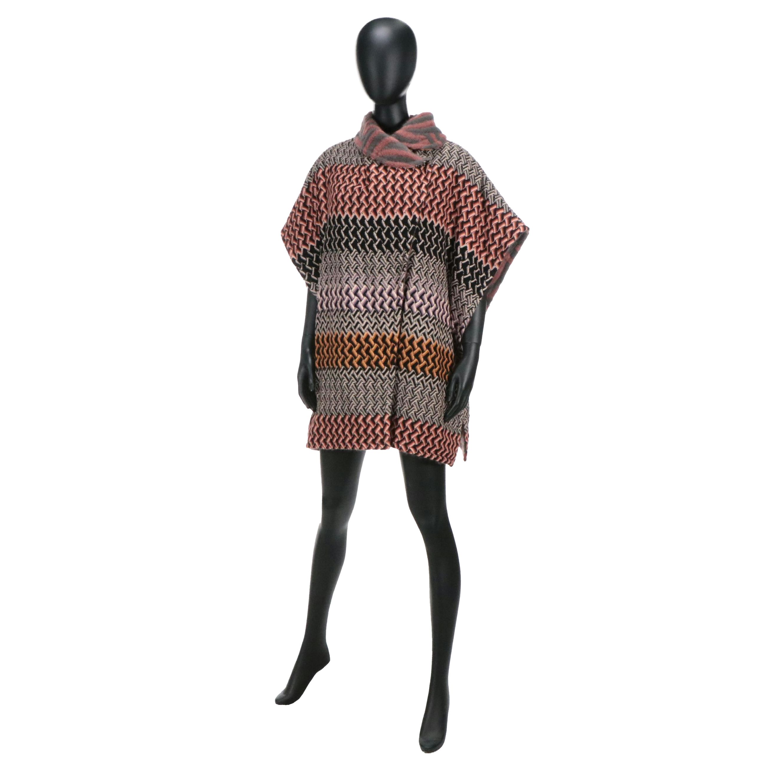 Missoni Reversible Patterned Wool/Mohair/Cashmere Sleeveless Poncho Coat