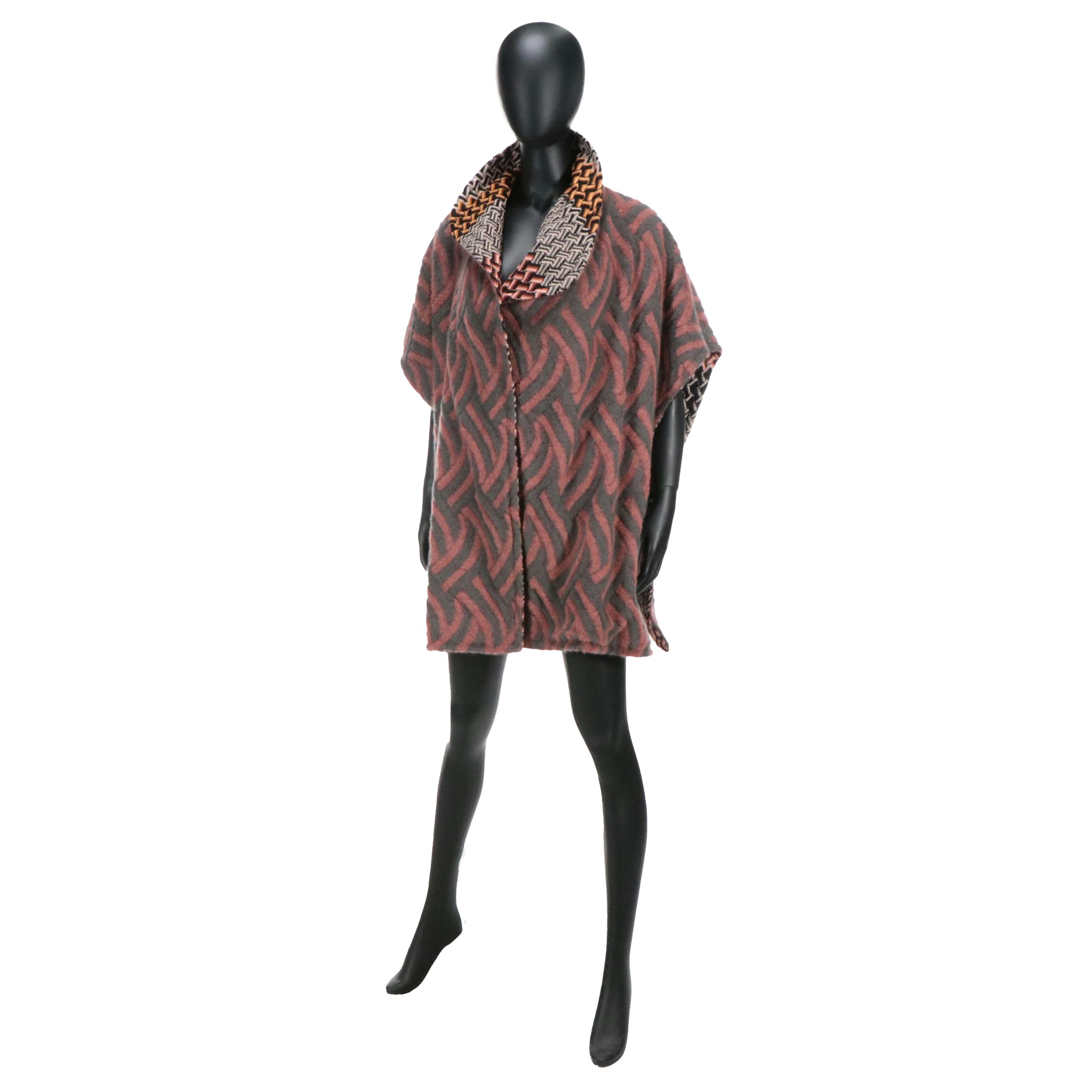 Missoni Reversible Patterned Wool/Mohair/Cashmere Sleeveless Poncho Coat