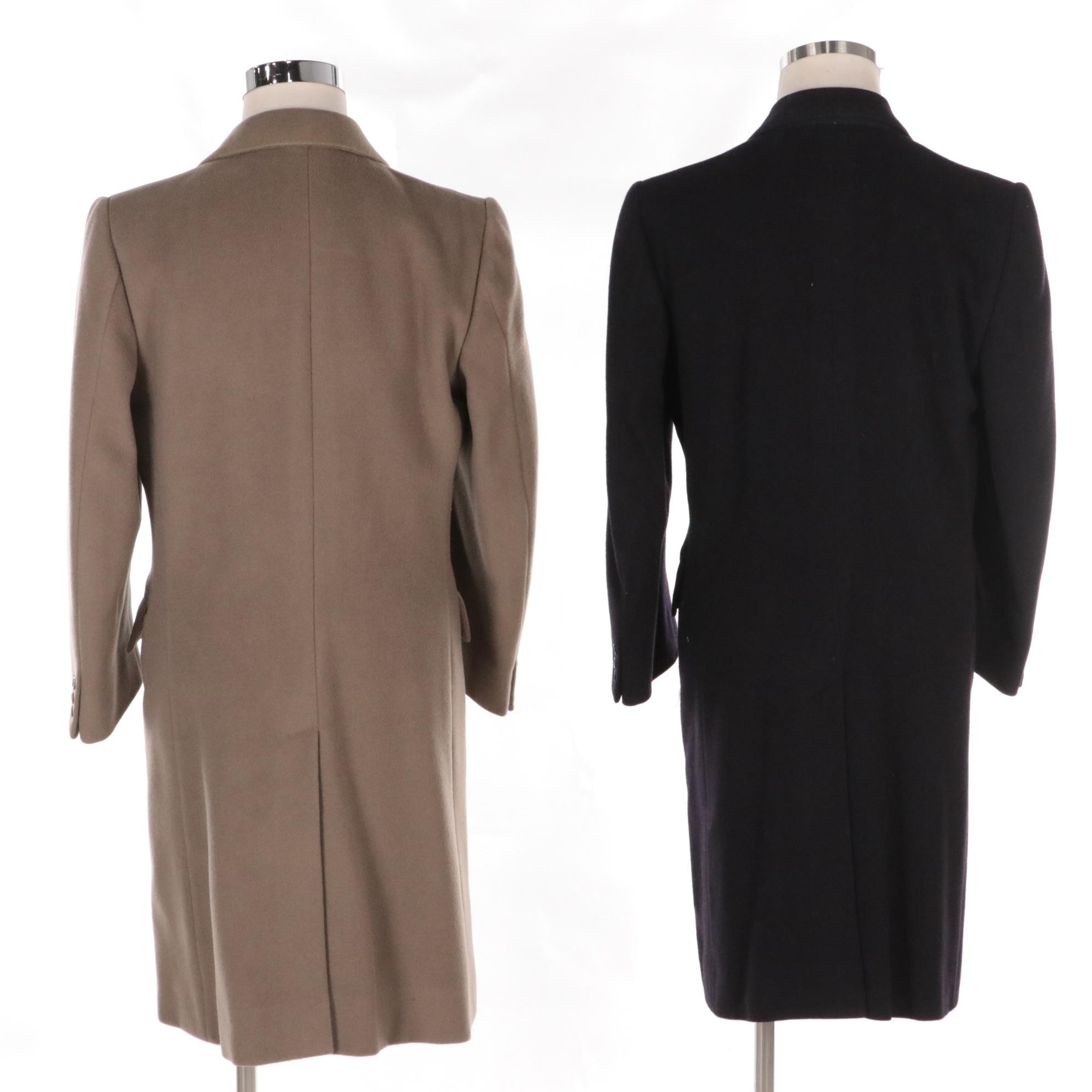 Men's Bernard Weatherill Navy and Taupe Wool Mid-Length Coats