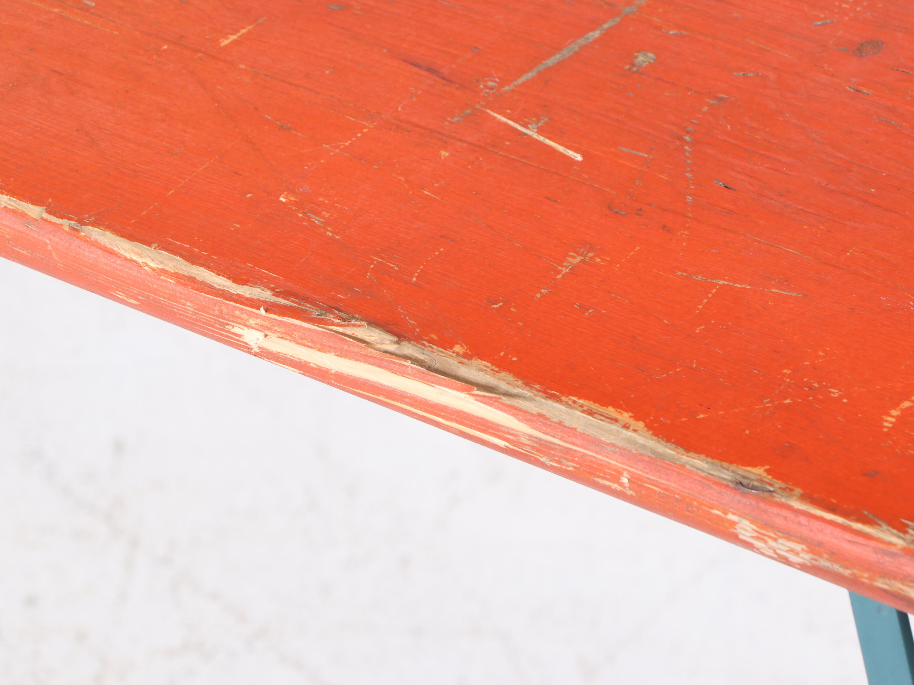 Three Piece German Wood and Metal Folding Biergarten Table and Benches