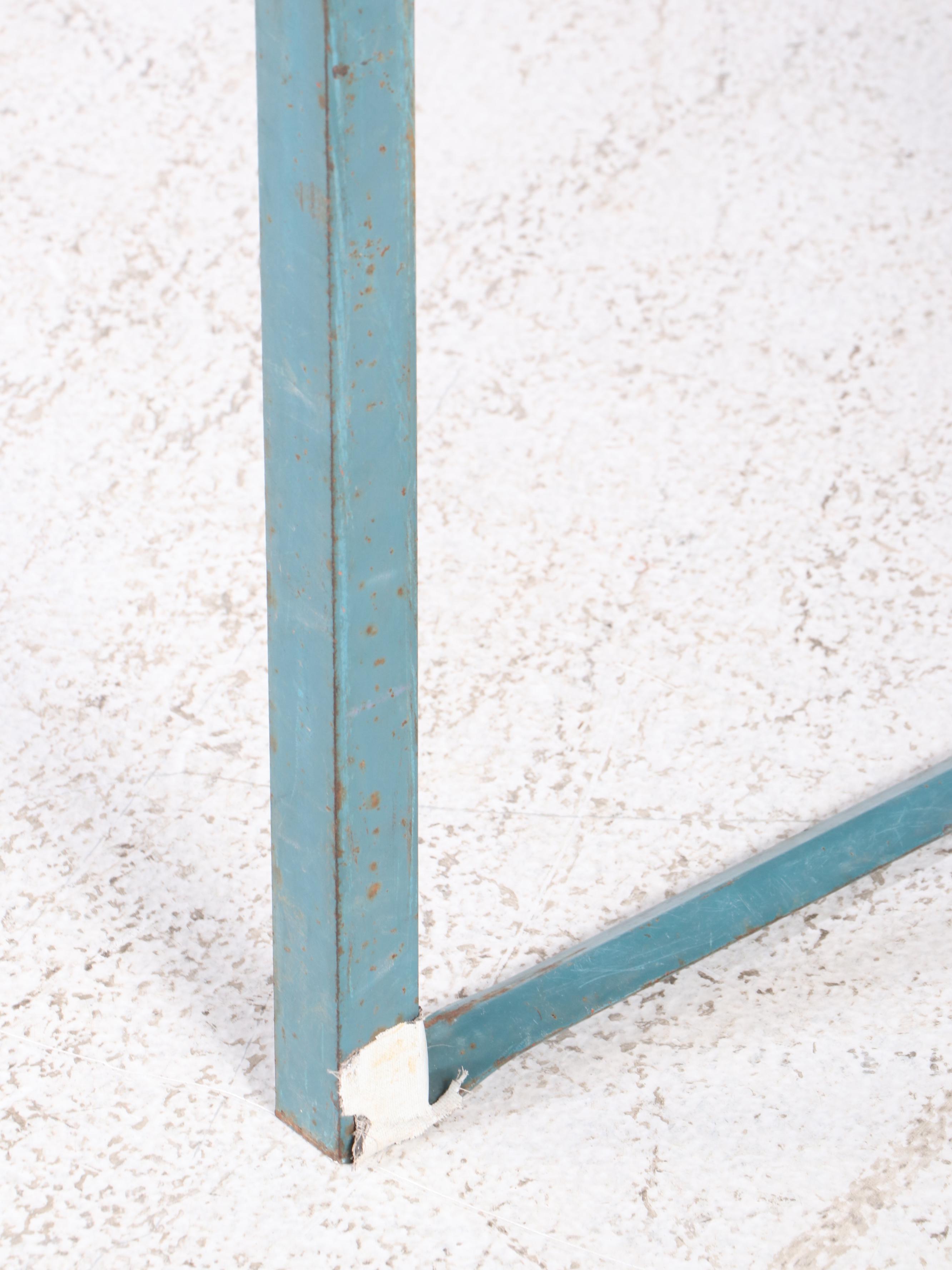 Three Piece German Wood and Metal Folding Biergarten Table and Benches