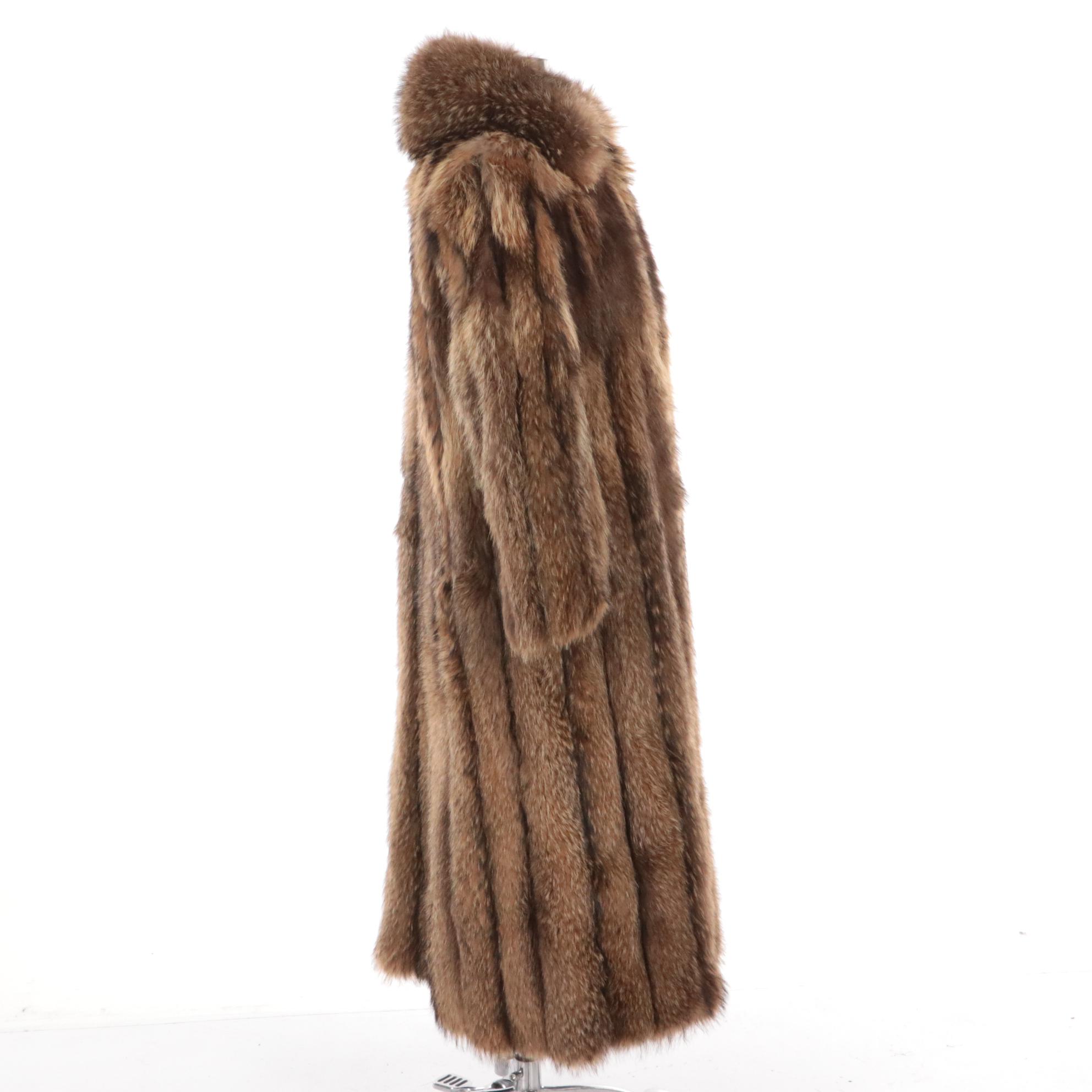 Oscar de la Renta Raccoon Fur Long Coat, Late 20th Century