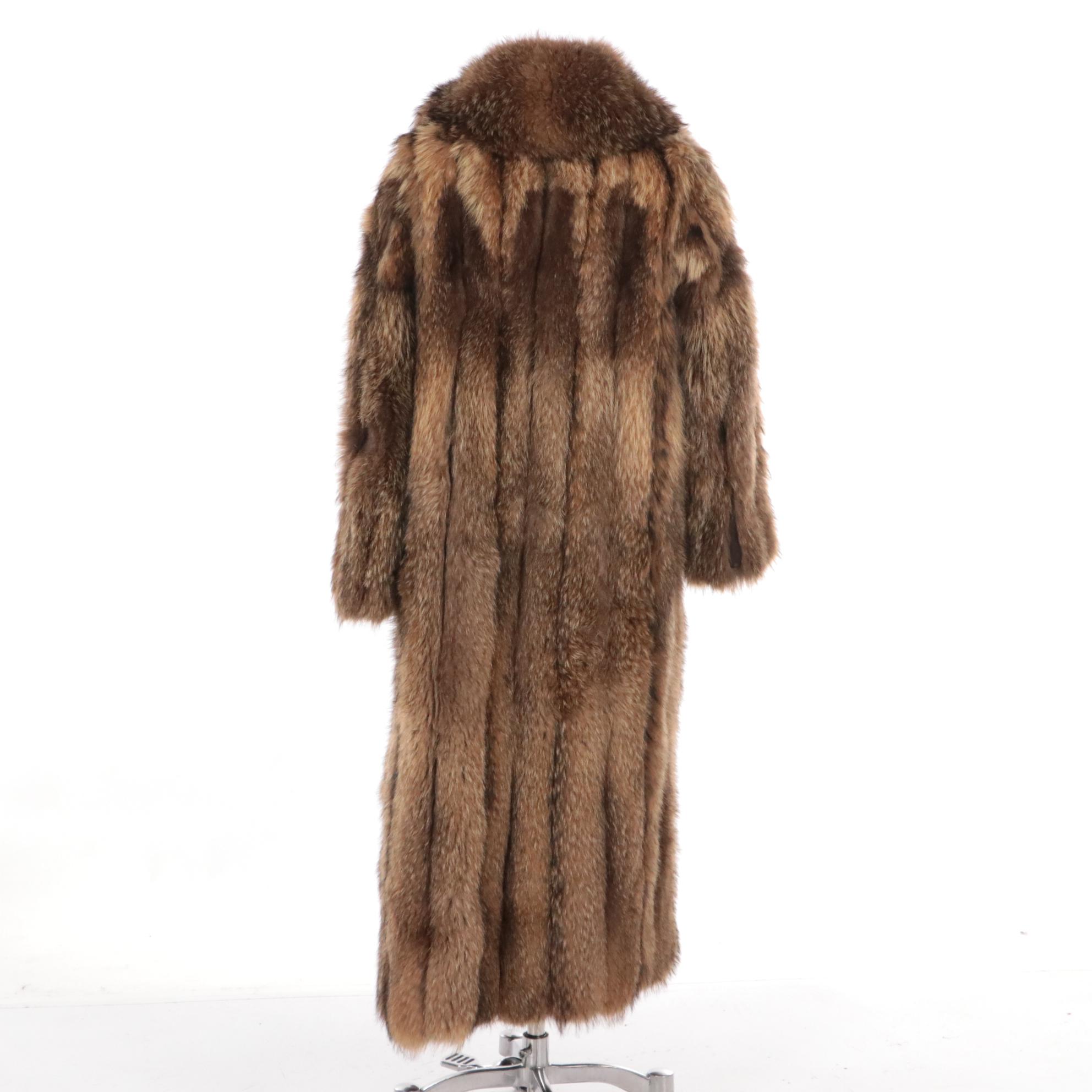 Oscar de la Renta Raccoon Fur Long Coat, Late 20th Century