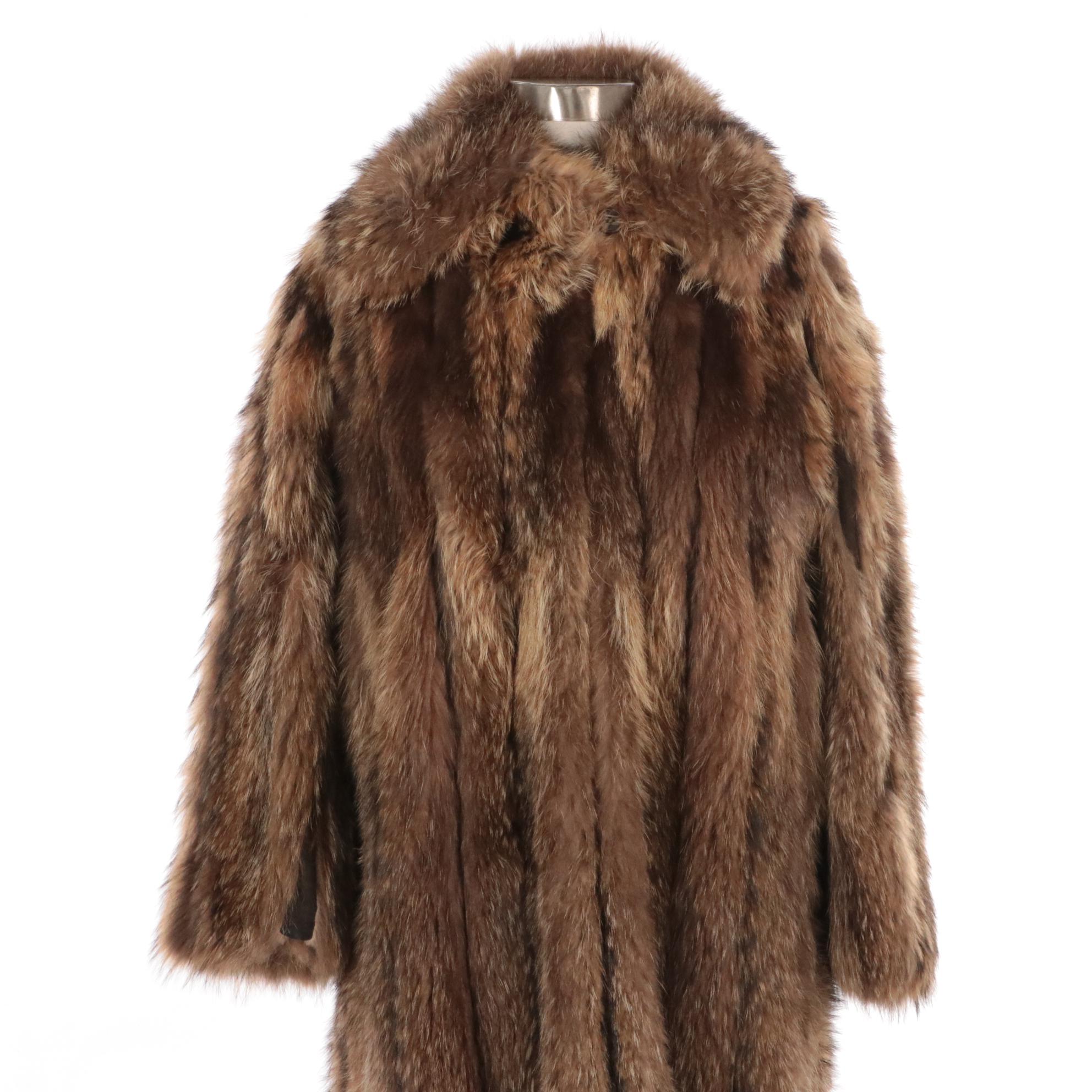 Oscar de la Renta Raccoon Fur Long Coat, Late 20th Century