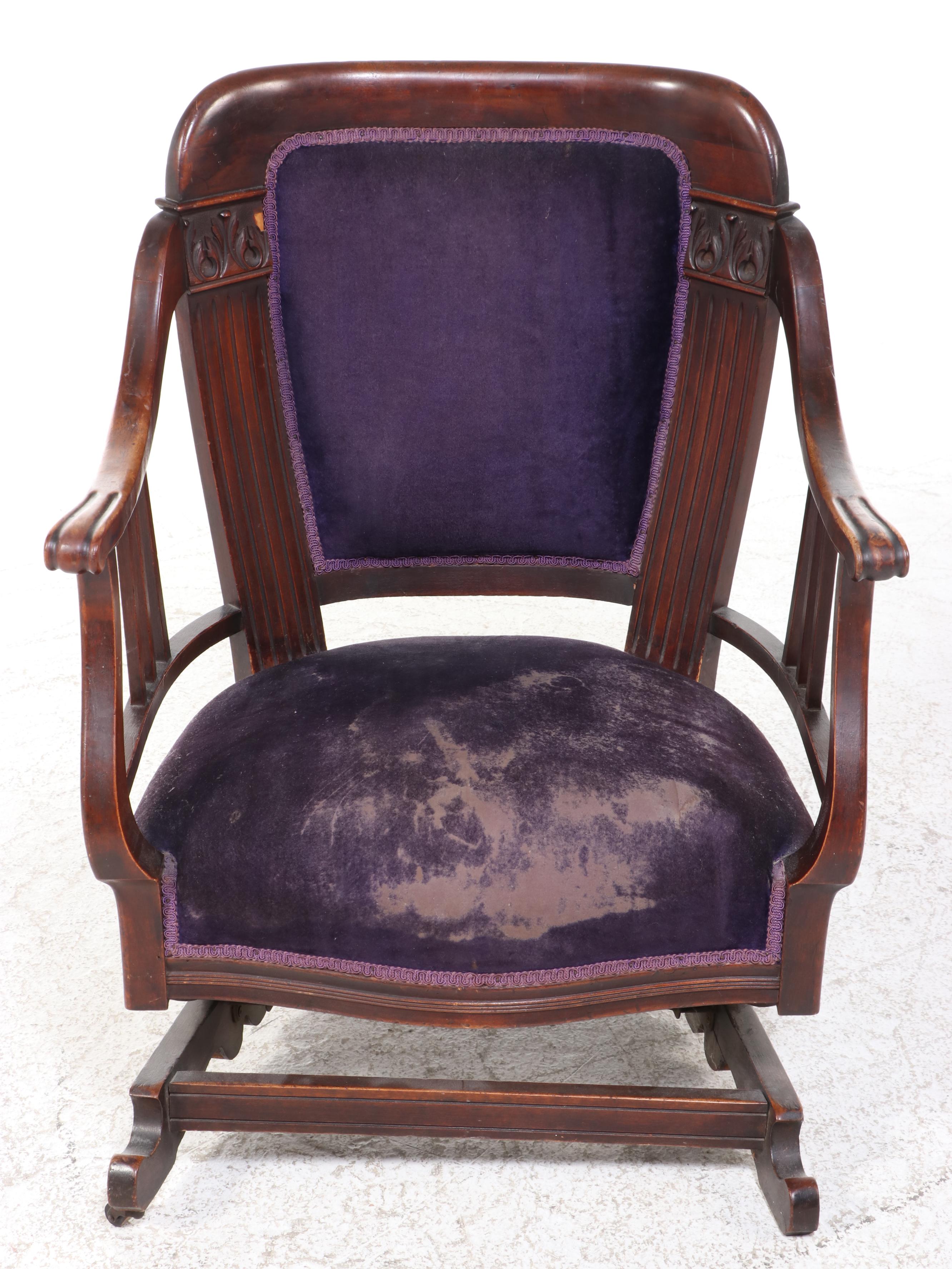 American Mahogany-Stained Birch Platform Rocker, Early 20th Century