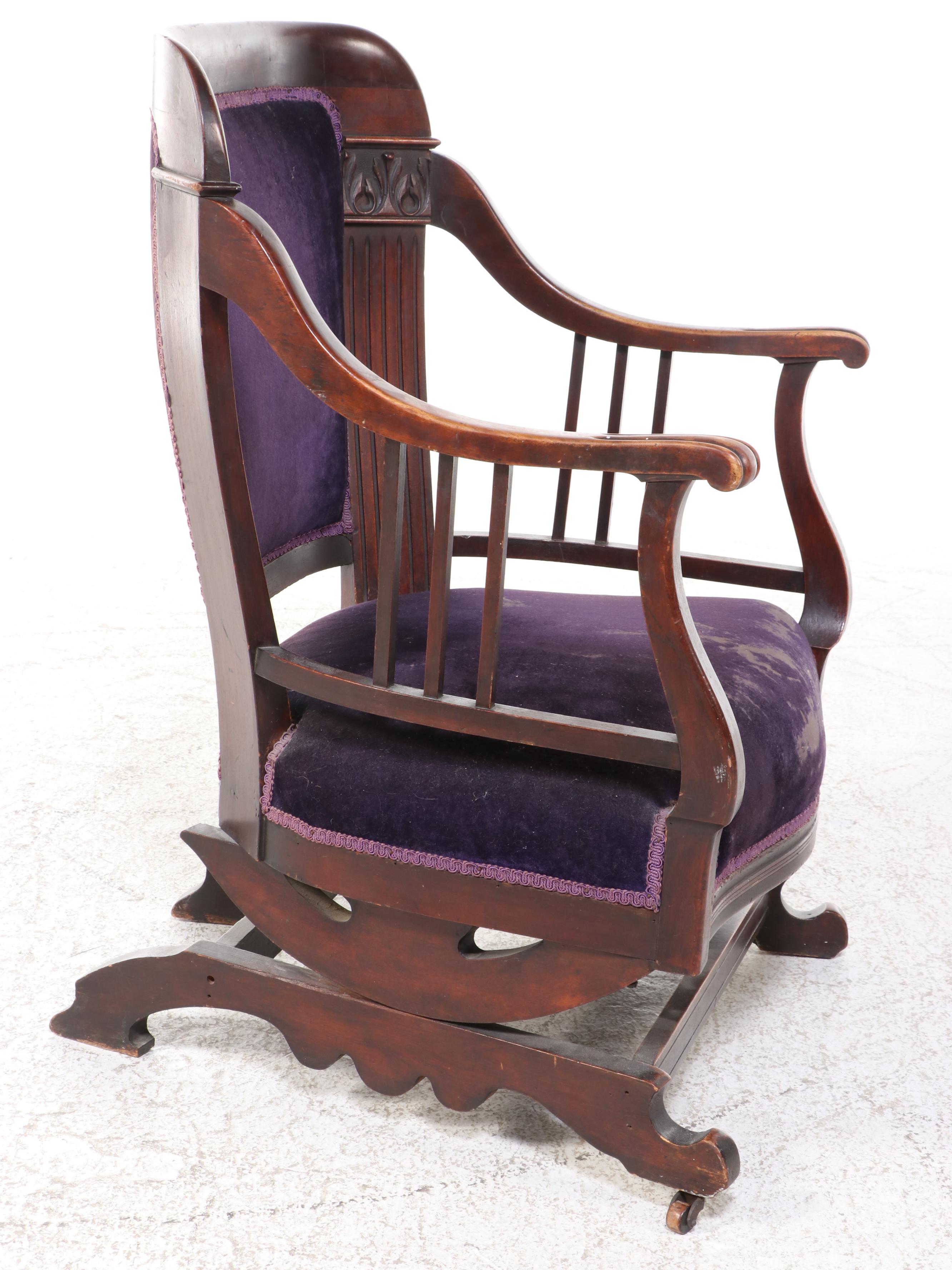 American Mahogany-Stained Birch Platform Rocker, Early 20th Century