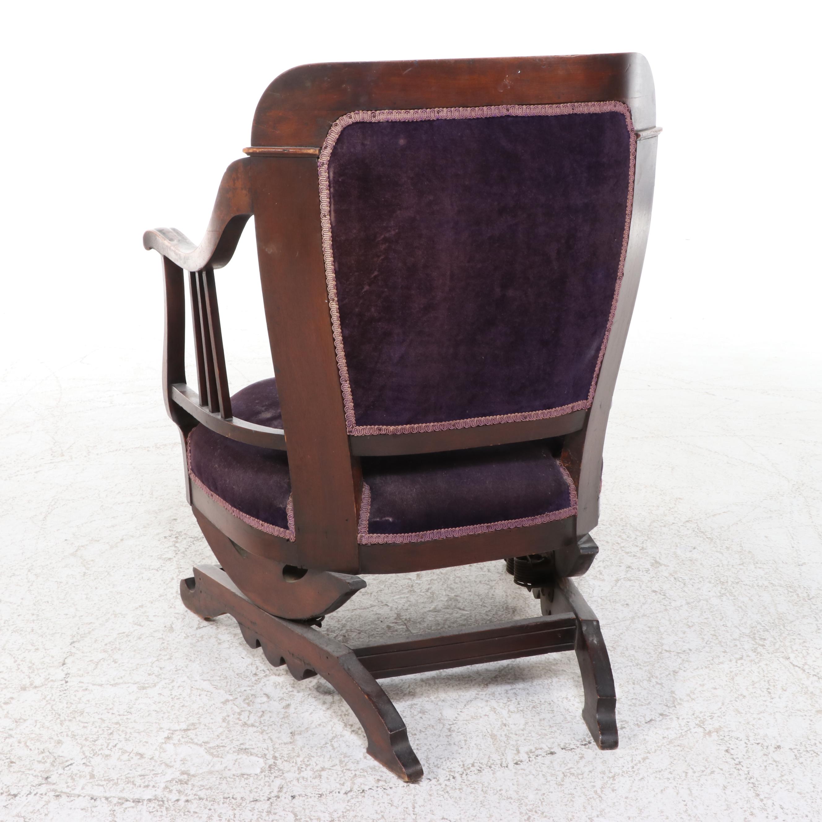 American Mahogany-Stained Birch Platform Rocker, Early 20th Century