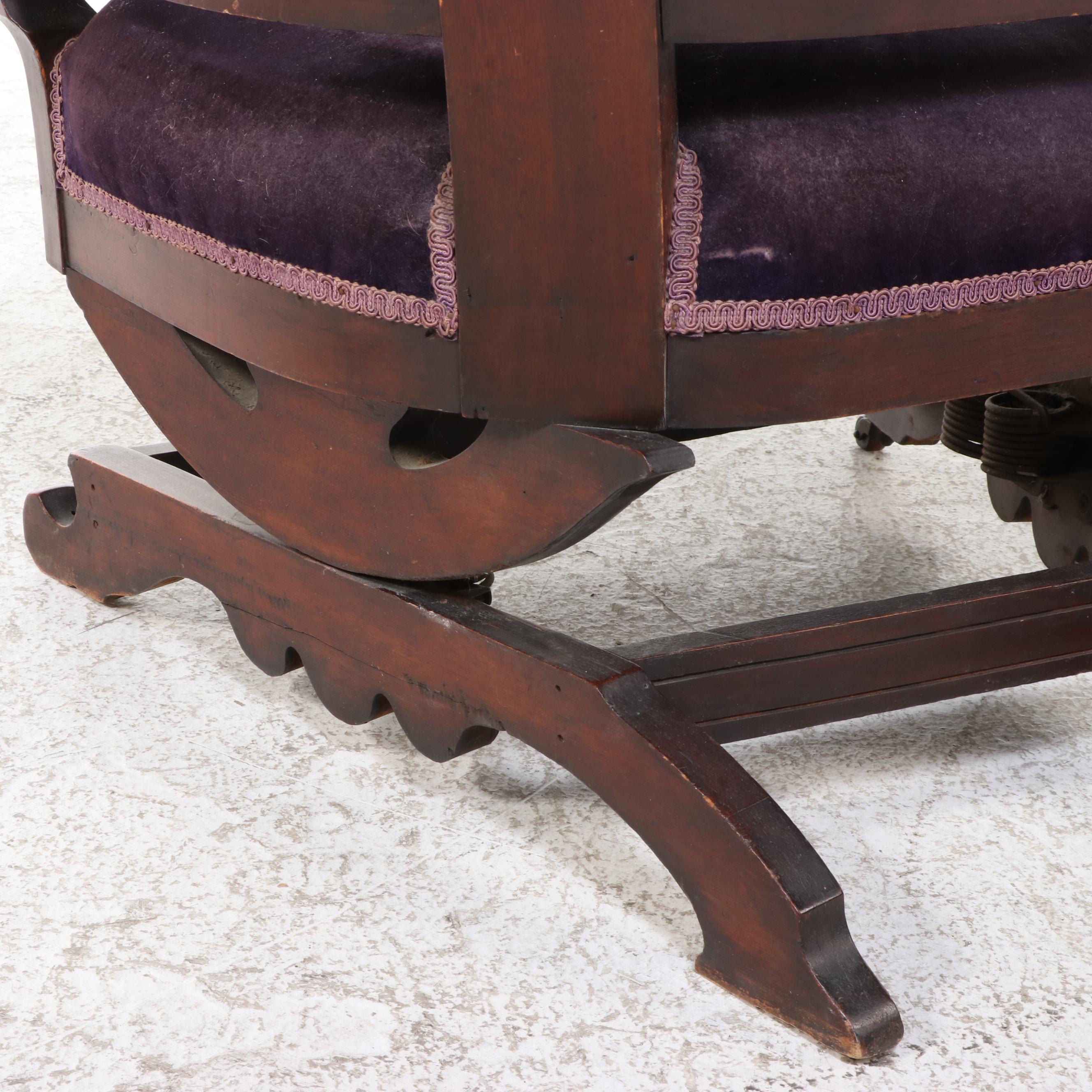 American Mahogany-Stained Birch Platform Rocker, Early 20th Century
