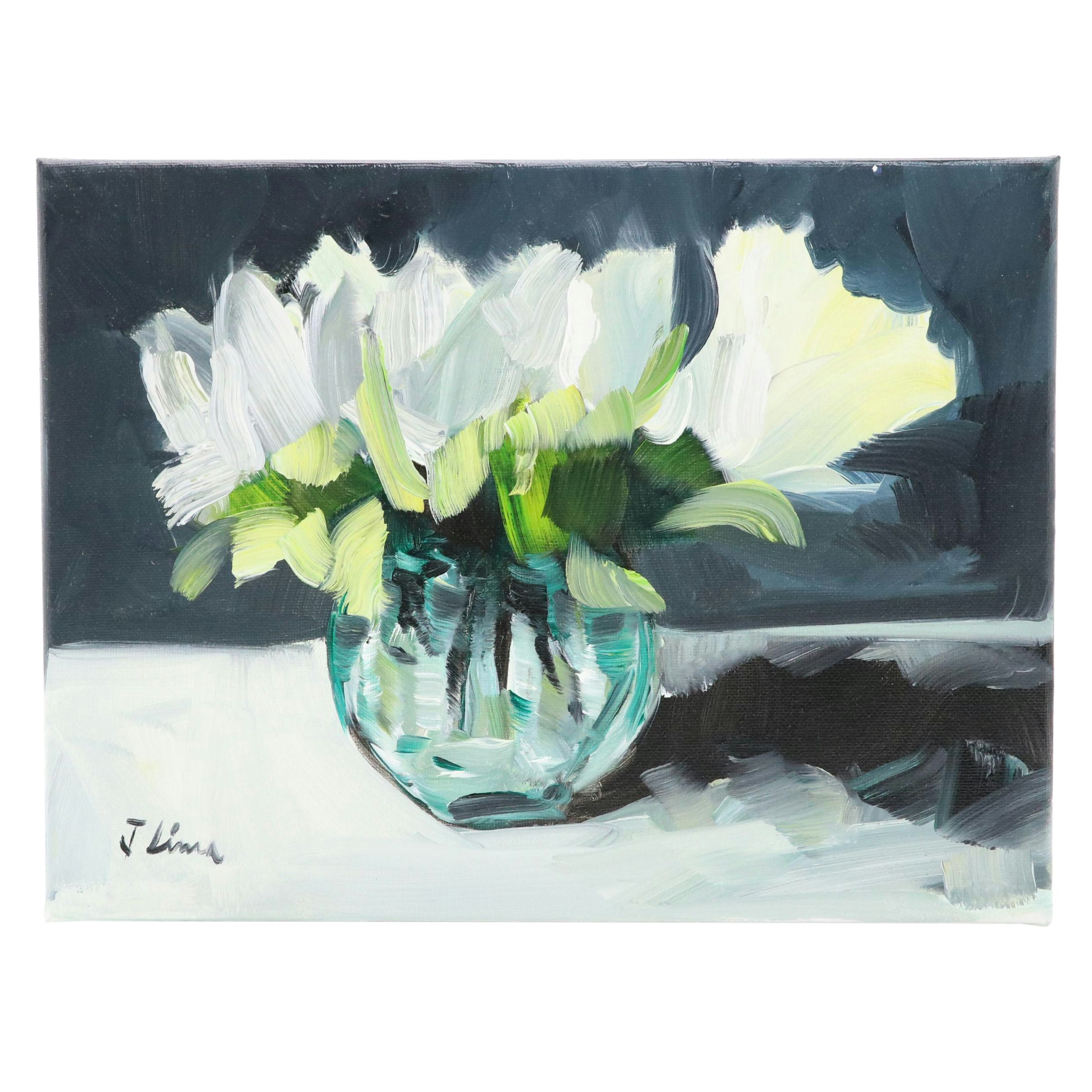 José M. Lima Floral Still Life Oil Painting, 2024