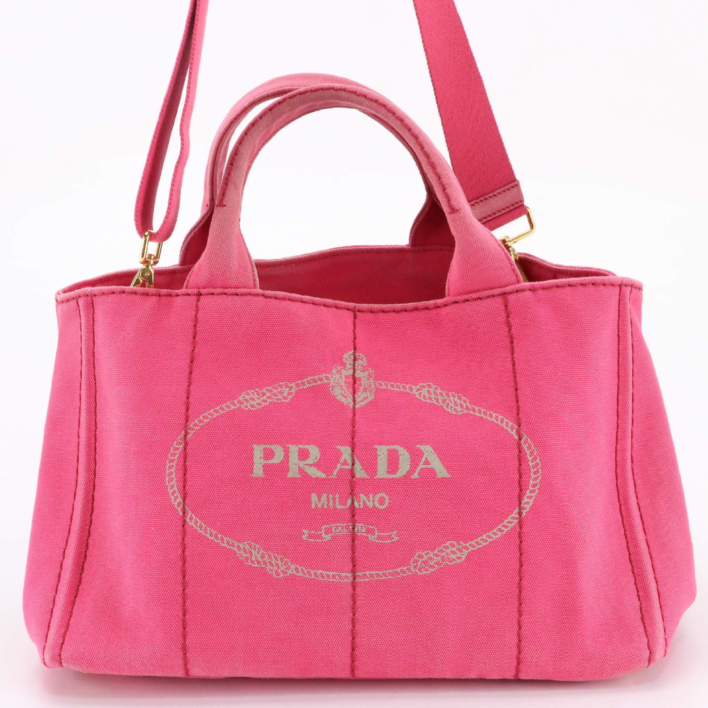 Prada Canapa Logo Two-Way Tote in Peonia Canvas