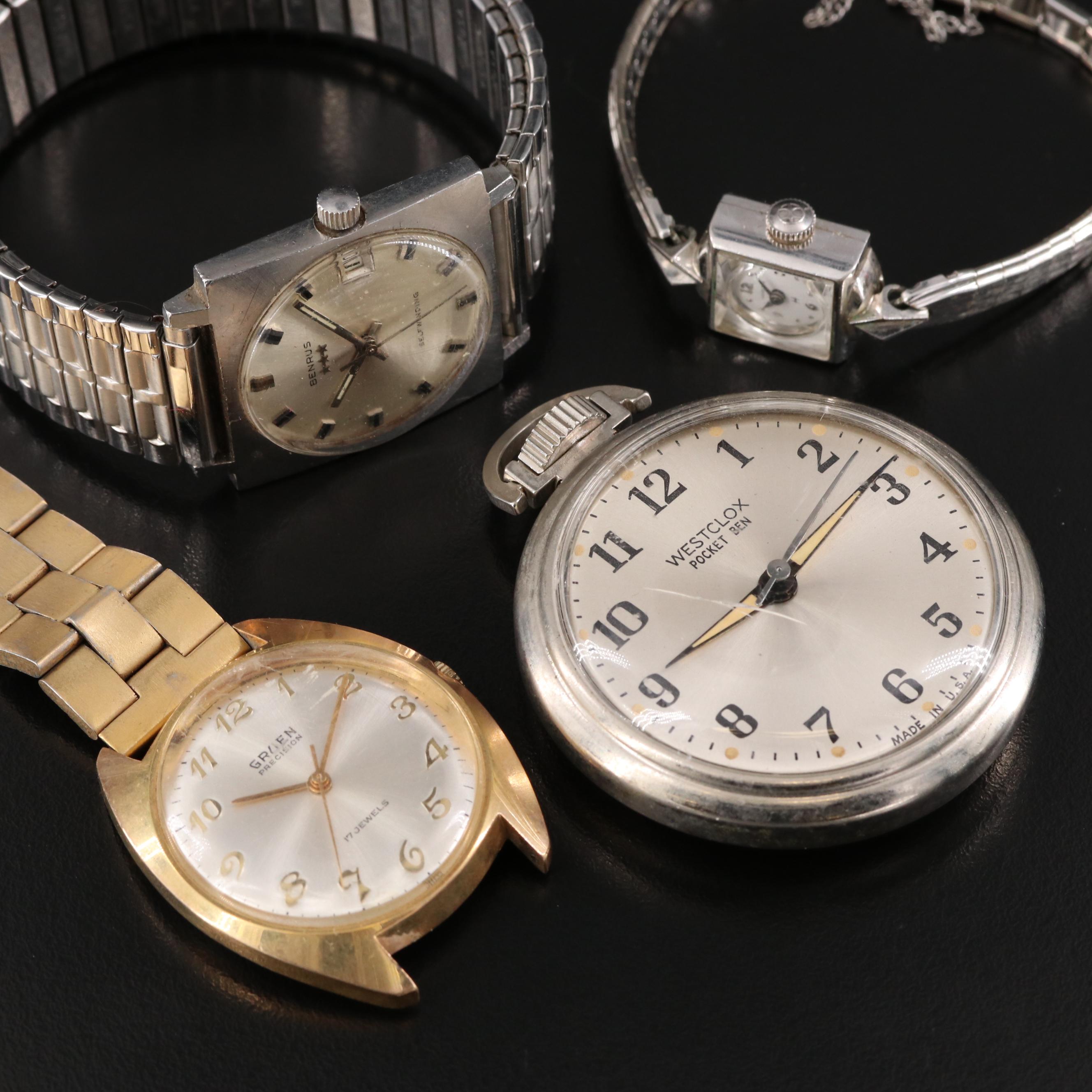 Vintage Hamilton, Benrus, Gruen, & Westclox Mechanical Watches