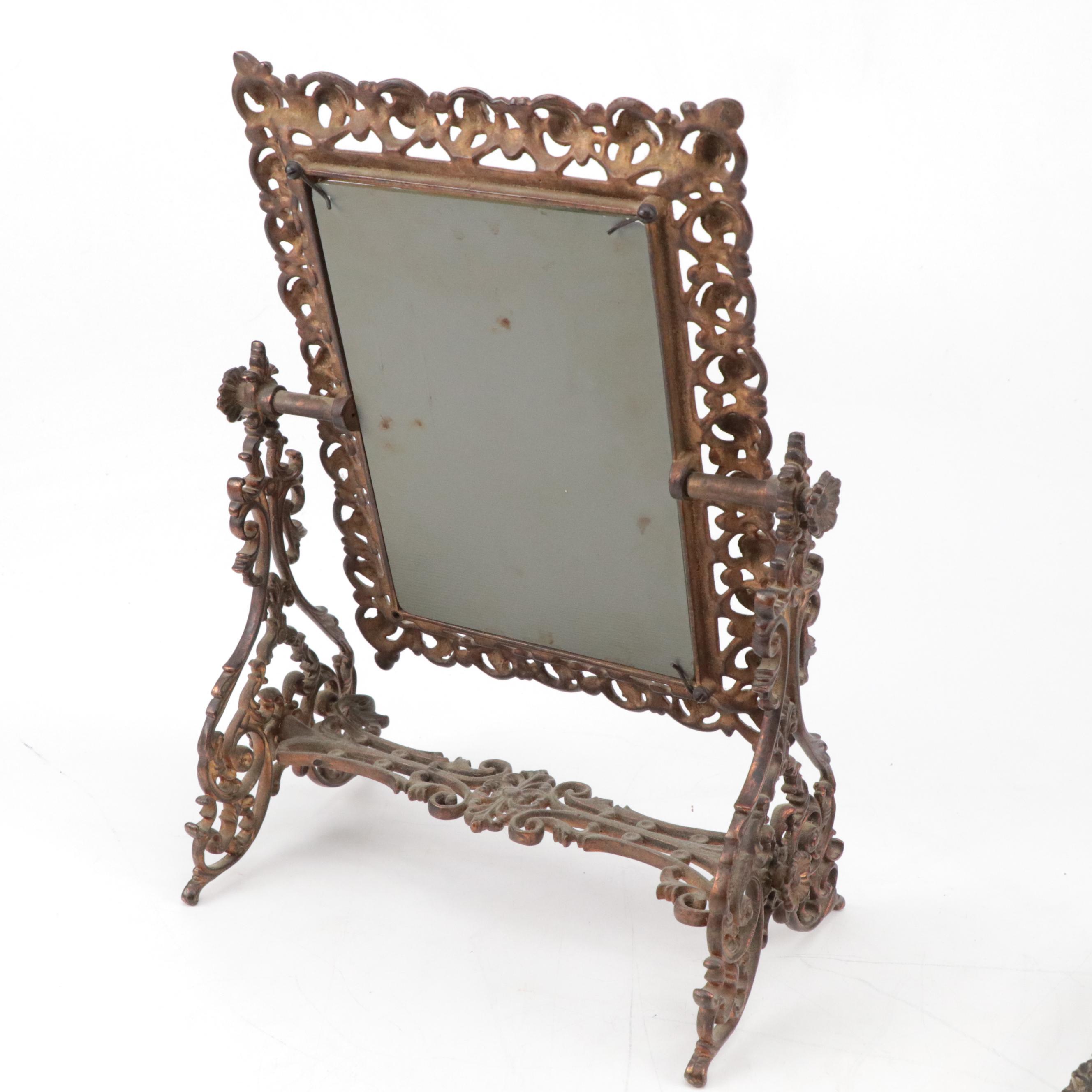 Art Nouveau Vanity Mirror with Griffon Cutlery Works Scissor & Letter Opener Set