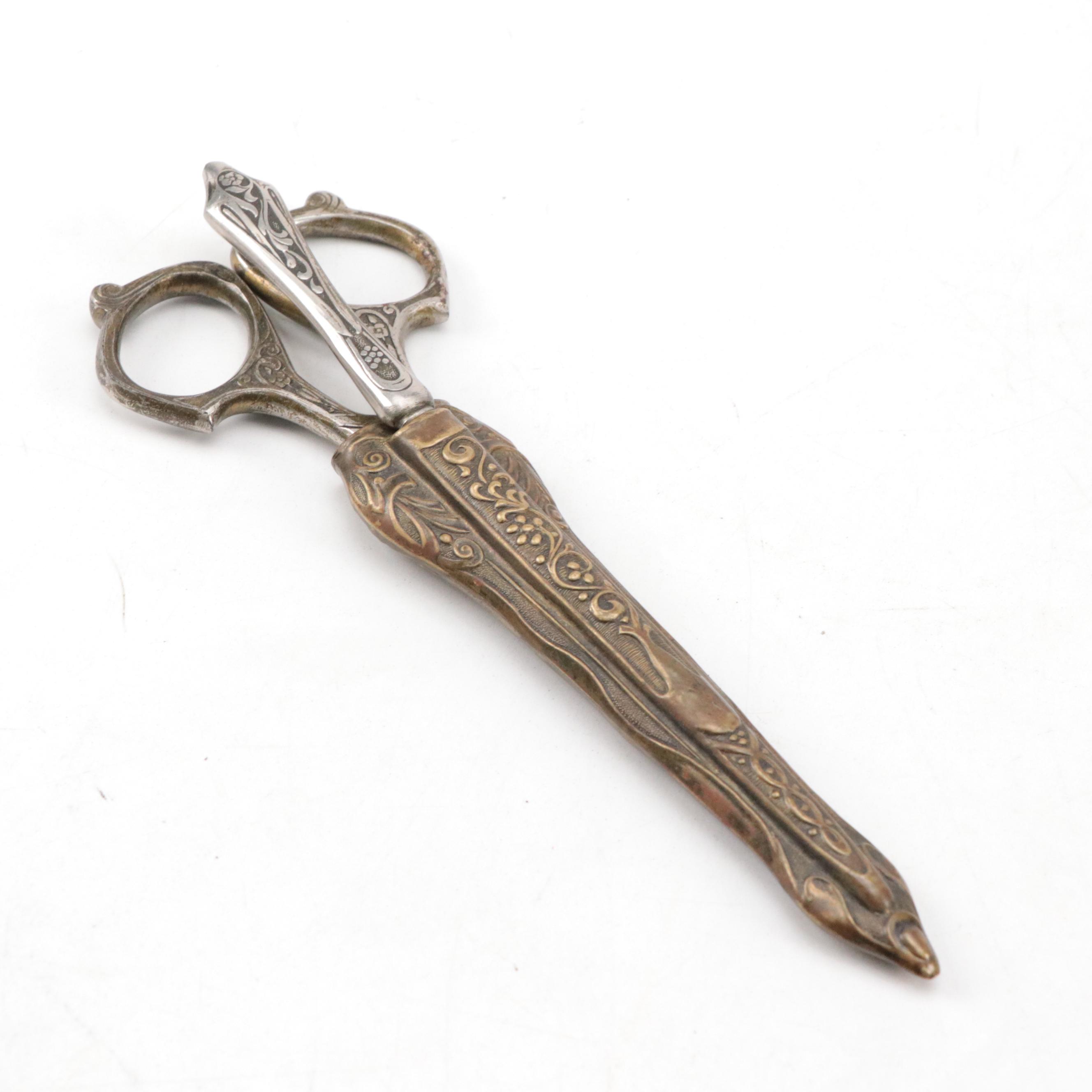 Art Nouveau Vanity Mirror with Griffon Cutlery Works Scissor & Letter Opener Set