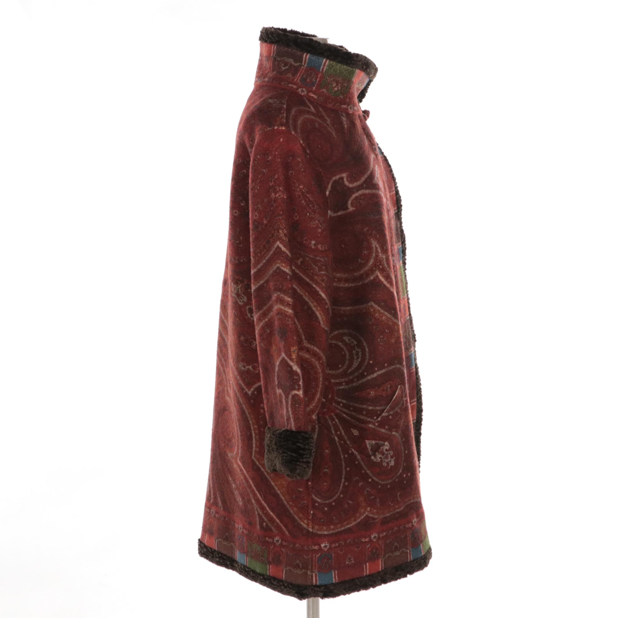 Oscar de la Renta Paisley Printed Wool Coat