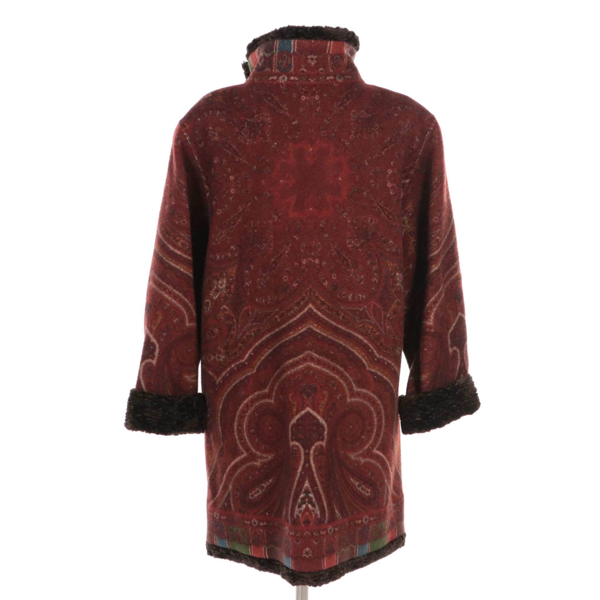 Oscar de la Renta Paisley Printed Wool Coat