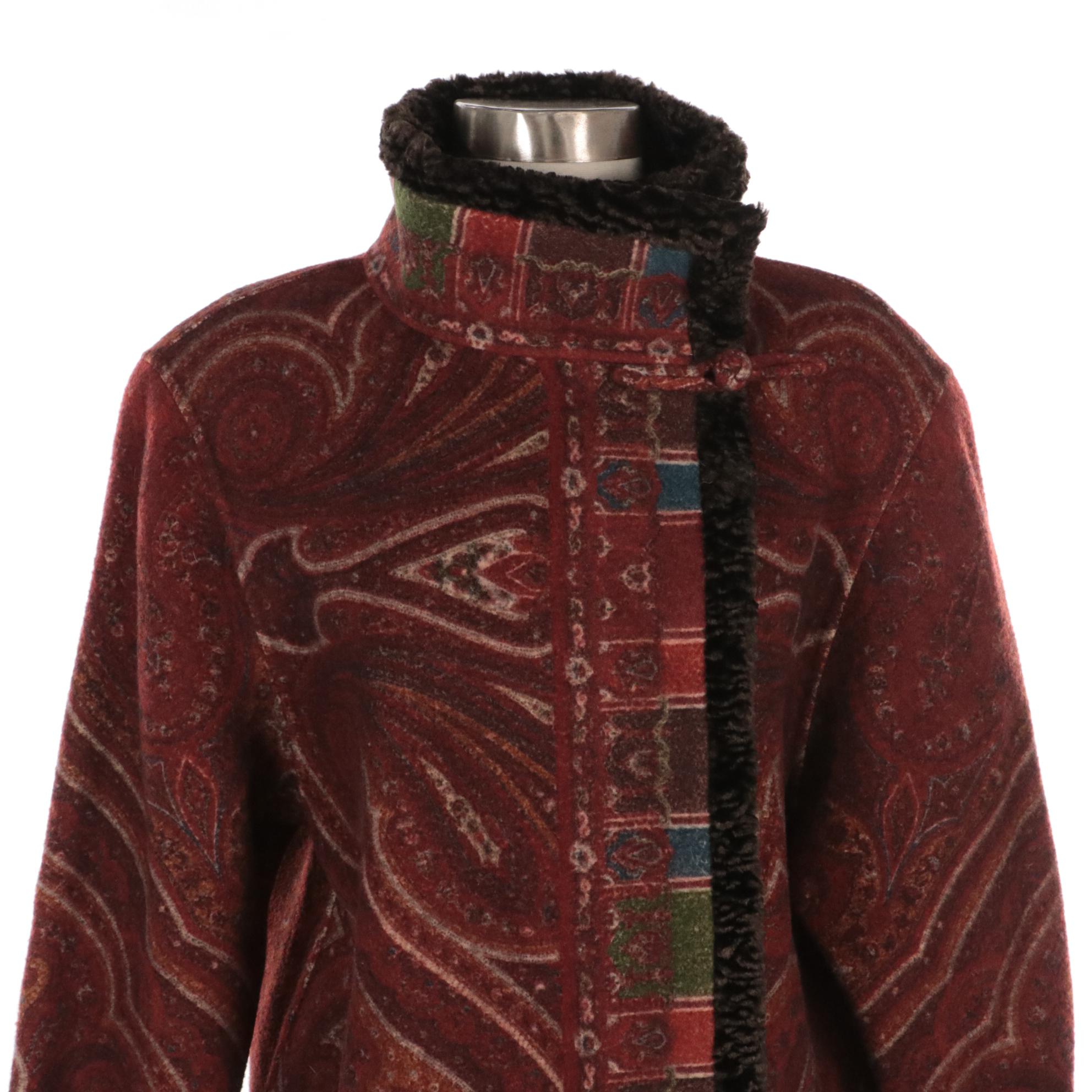 Oscar de la Renta Paisley Printed Wool Coat