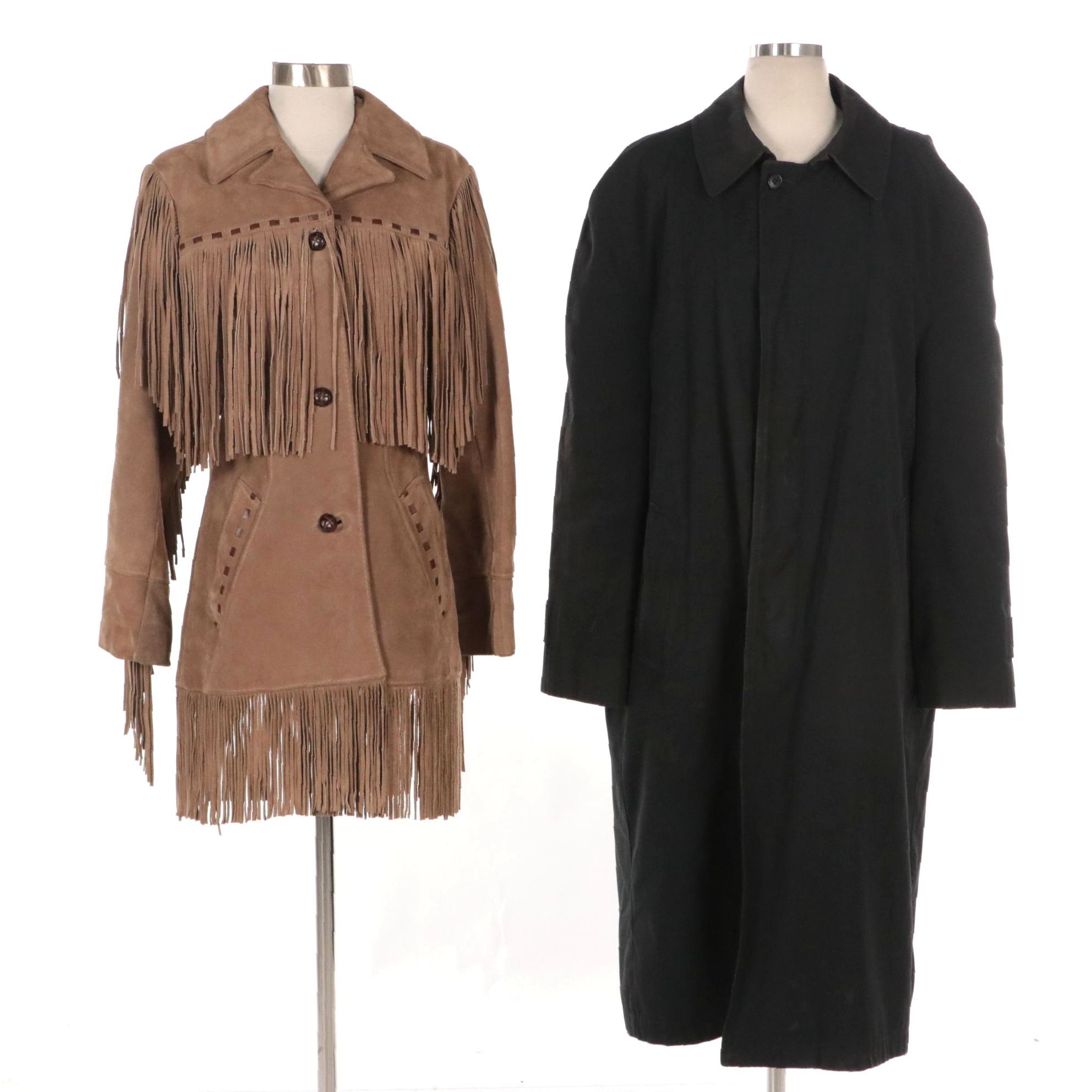 Women's Altman of Dallas Fringe Suede Jacket & Men's London Fog Trench Coat