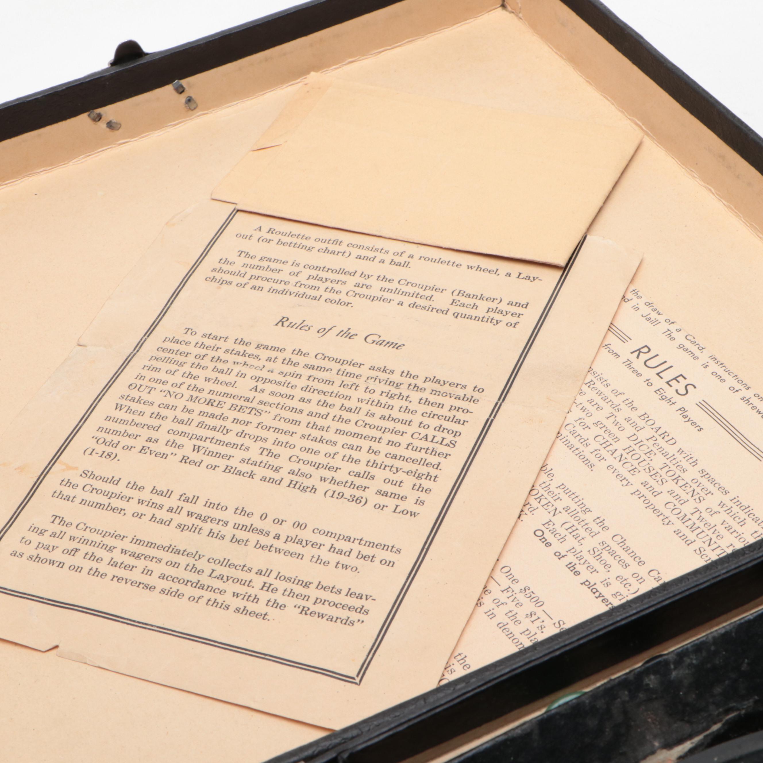 Portable Poker Set and Miniature Roulette Table and Chips with Organizer