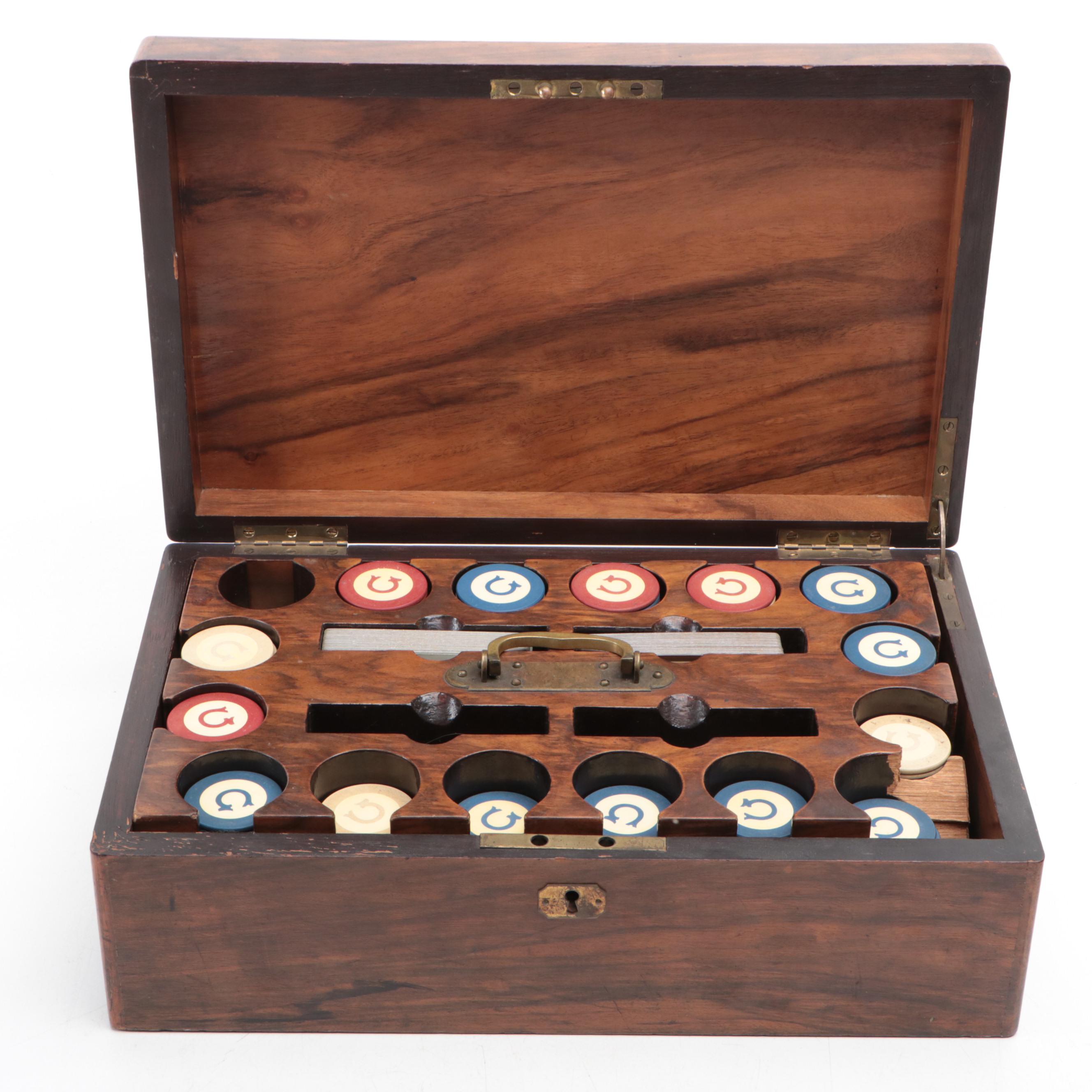 Portable Poker Set and Miniature Roulette Table and Chips with Organizer