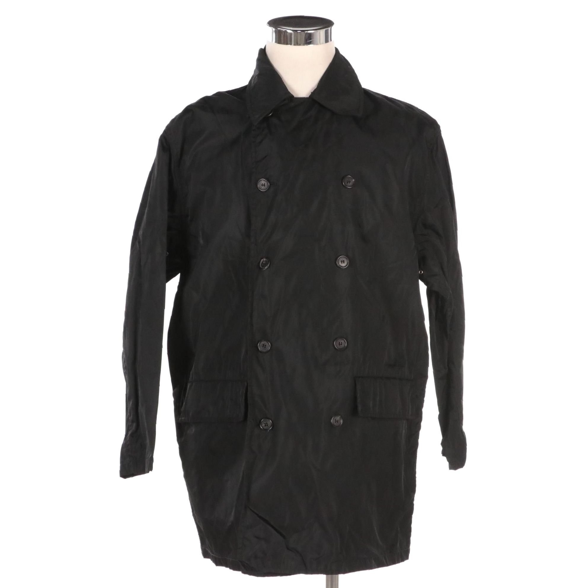 Prada Black Tessuto Nylon Double-Breasted Jacket