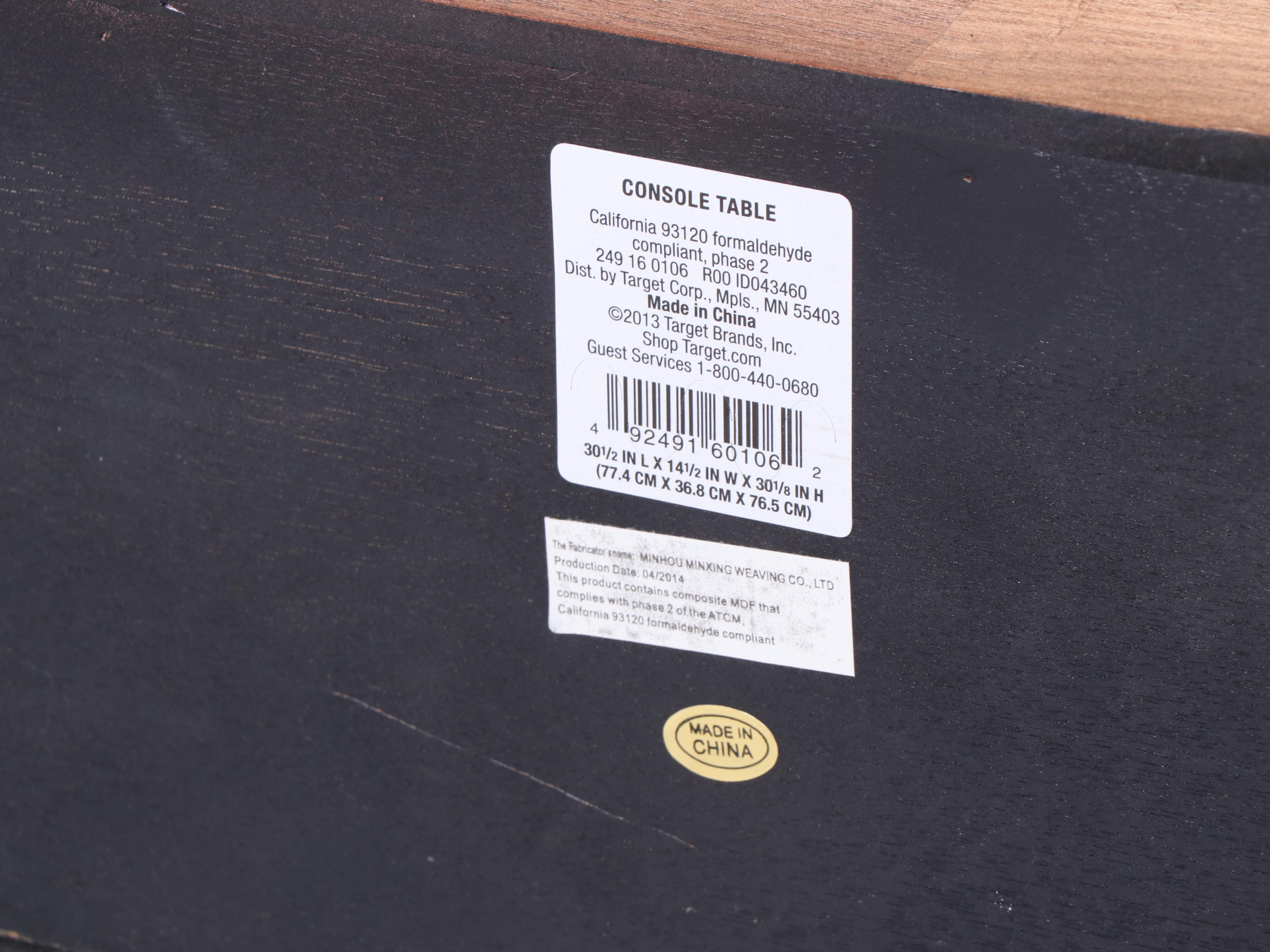 Target Industrial Style Patinated Metal and Oak-Finished Console and Side Tables