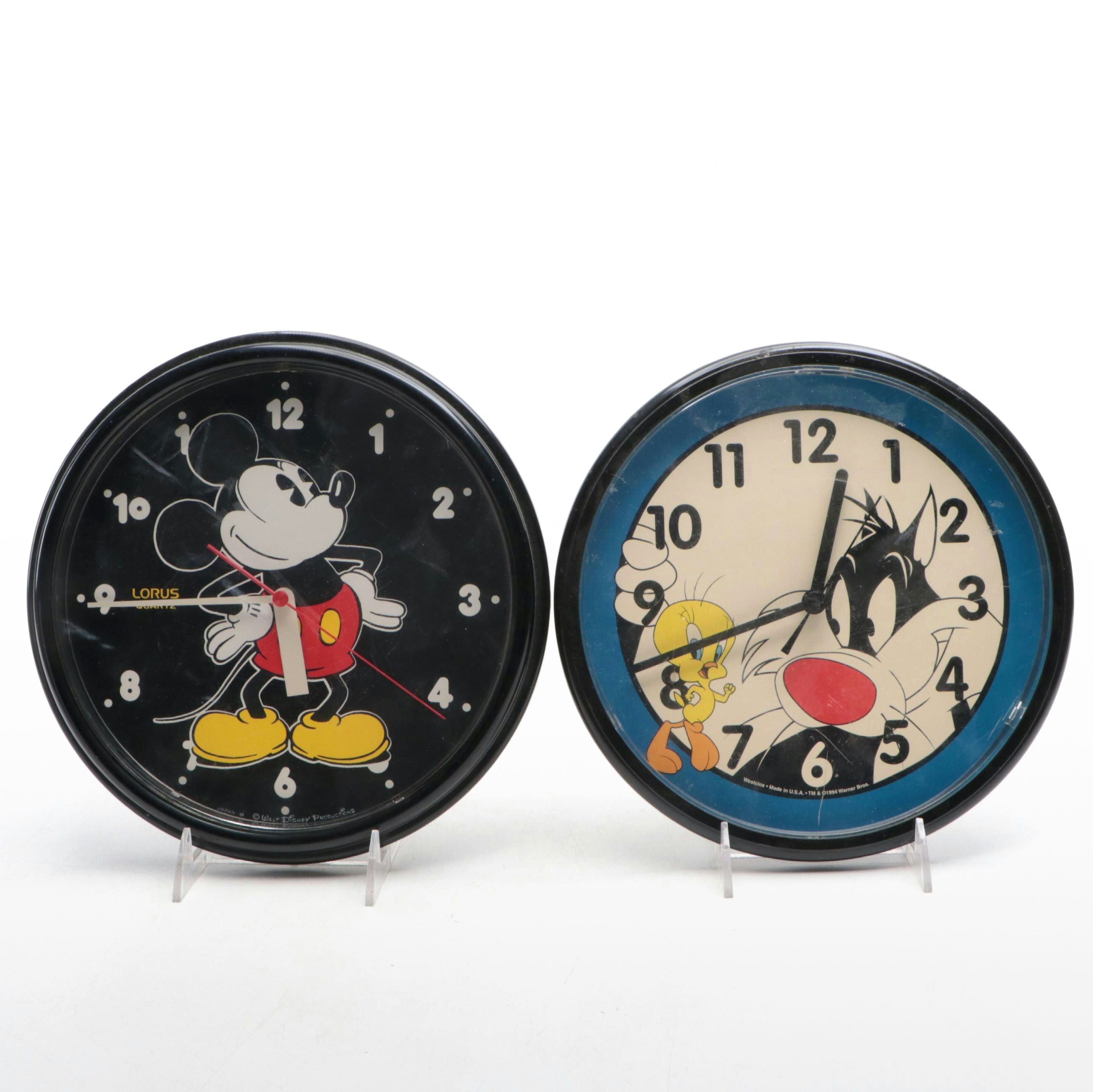 Walt Disney Mickey Mouse with Sylvester and Tweety Wall Clocks