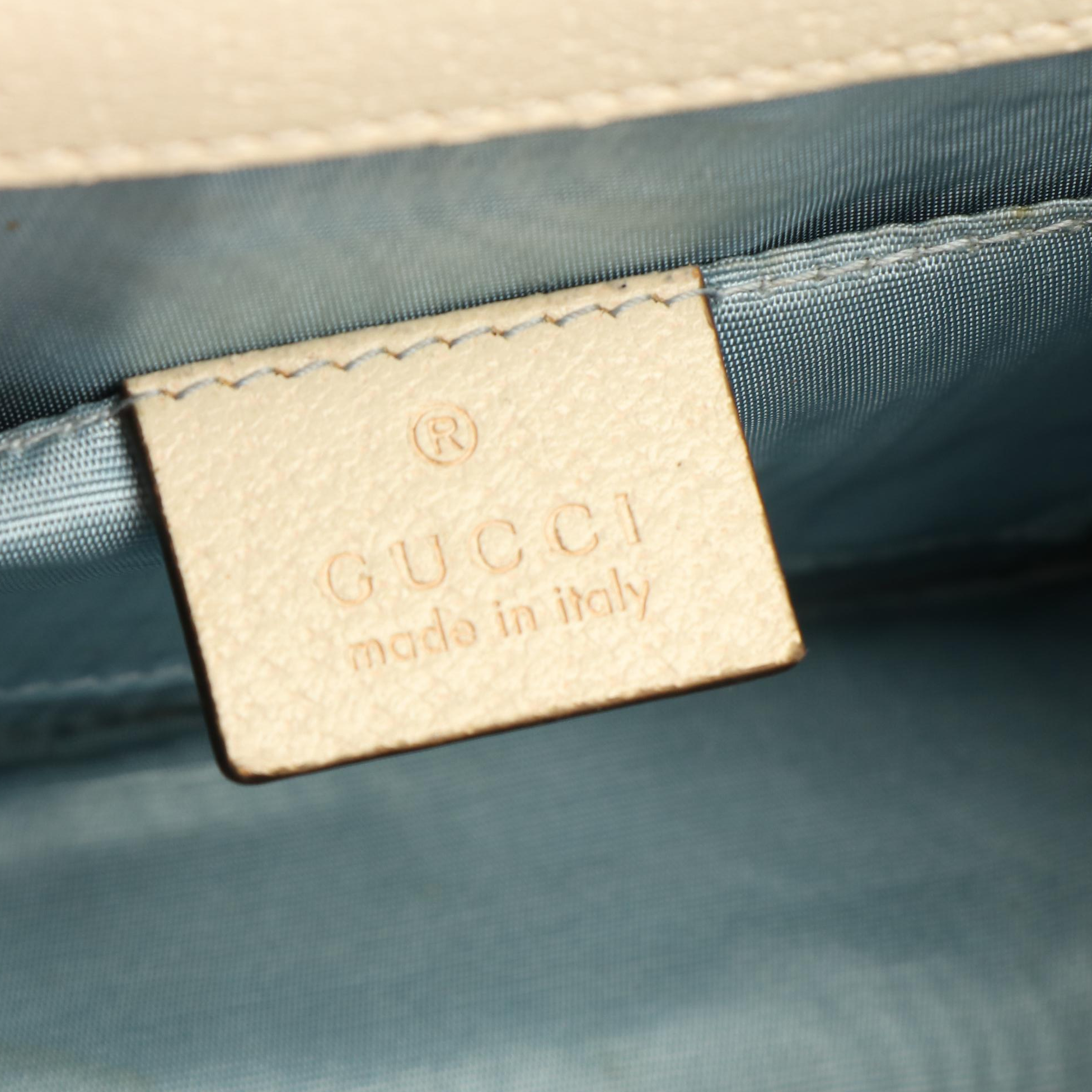 Gucci Sylvie Bee Star Ivory Leather Top Handle/Shoulder Bag