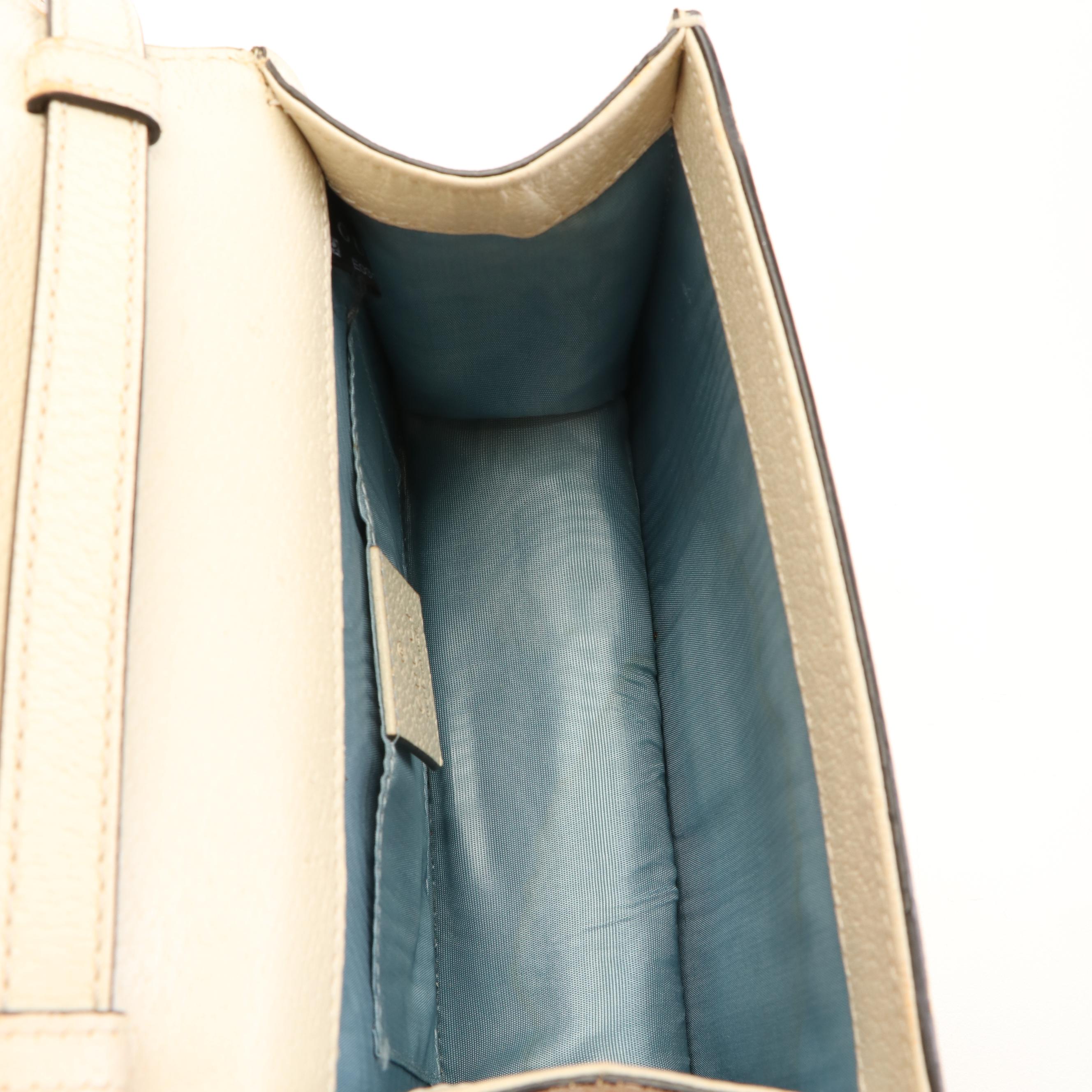 Gucci Sylvie Bee Star Ivory Leather Top Handle/Shoulder Bag