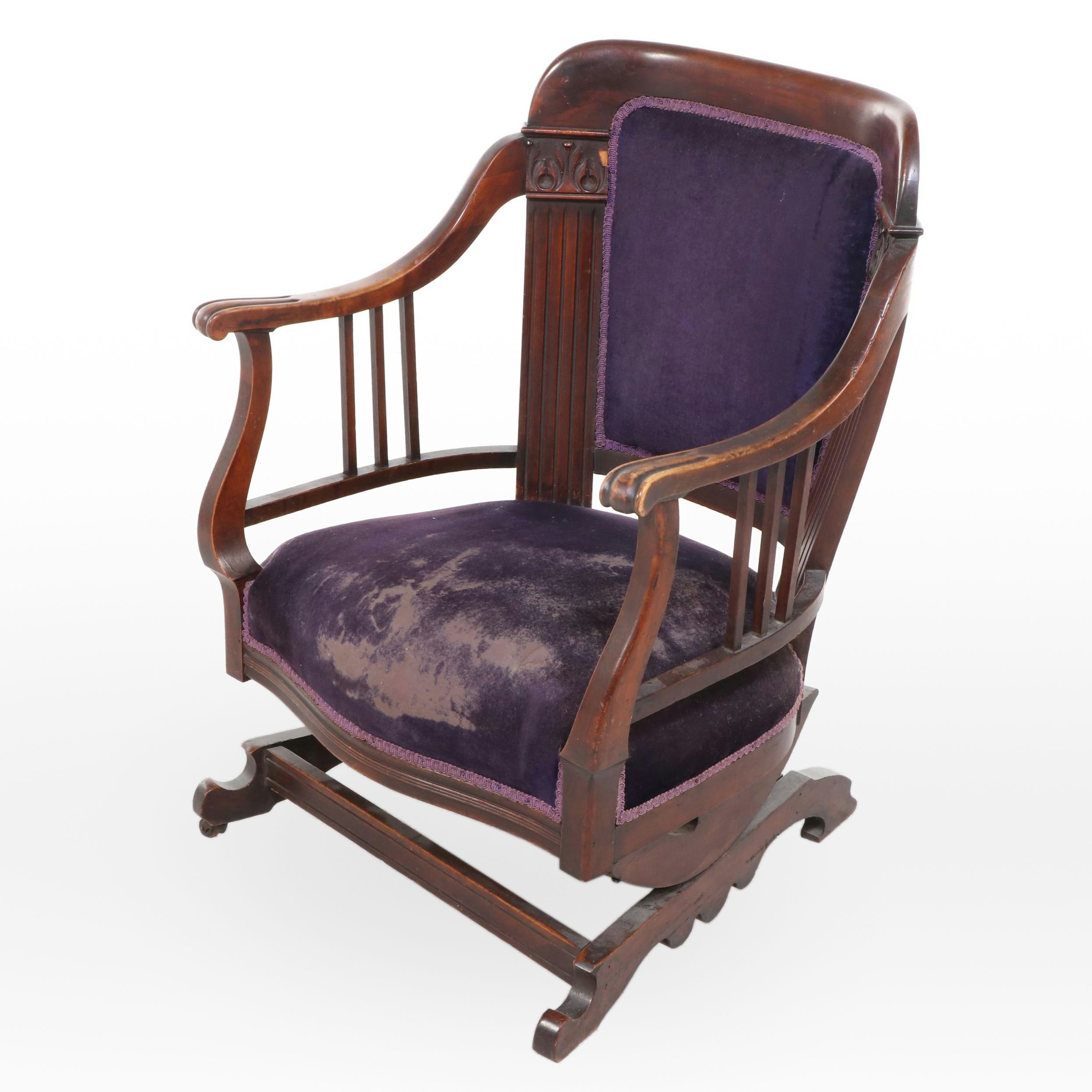 American Mahogany-Stained Birch Platform Rocker, Early 20th Century