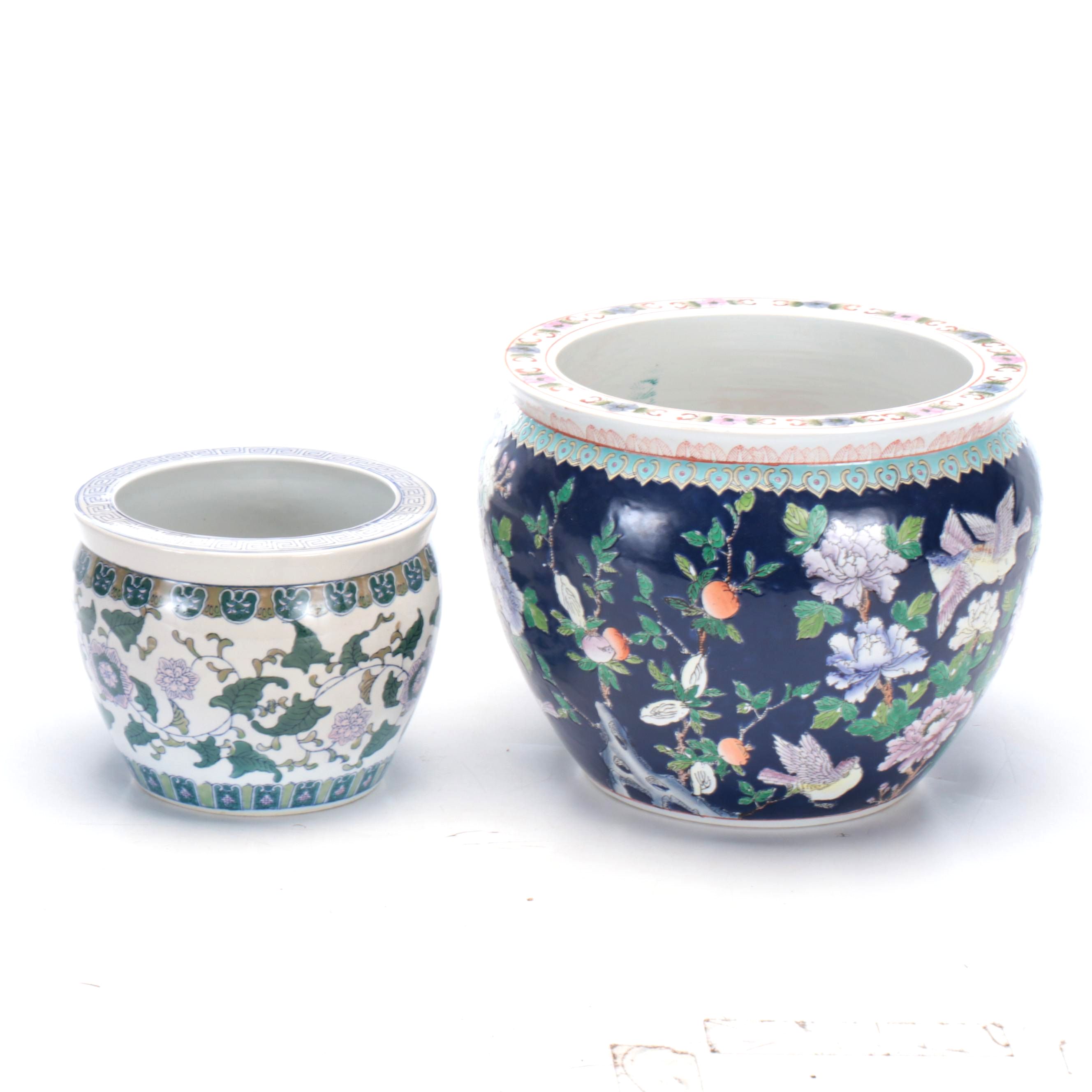 Chinese Porcelain Fishbowl Planters