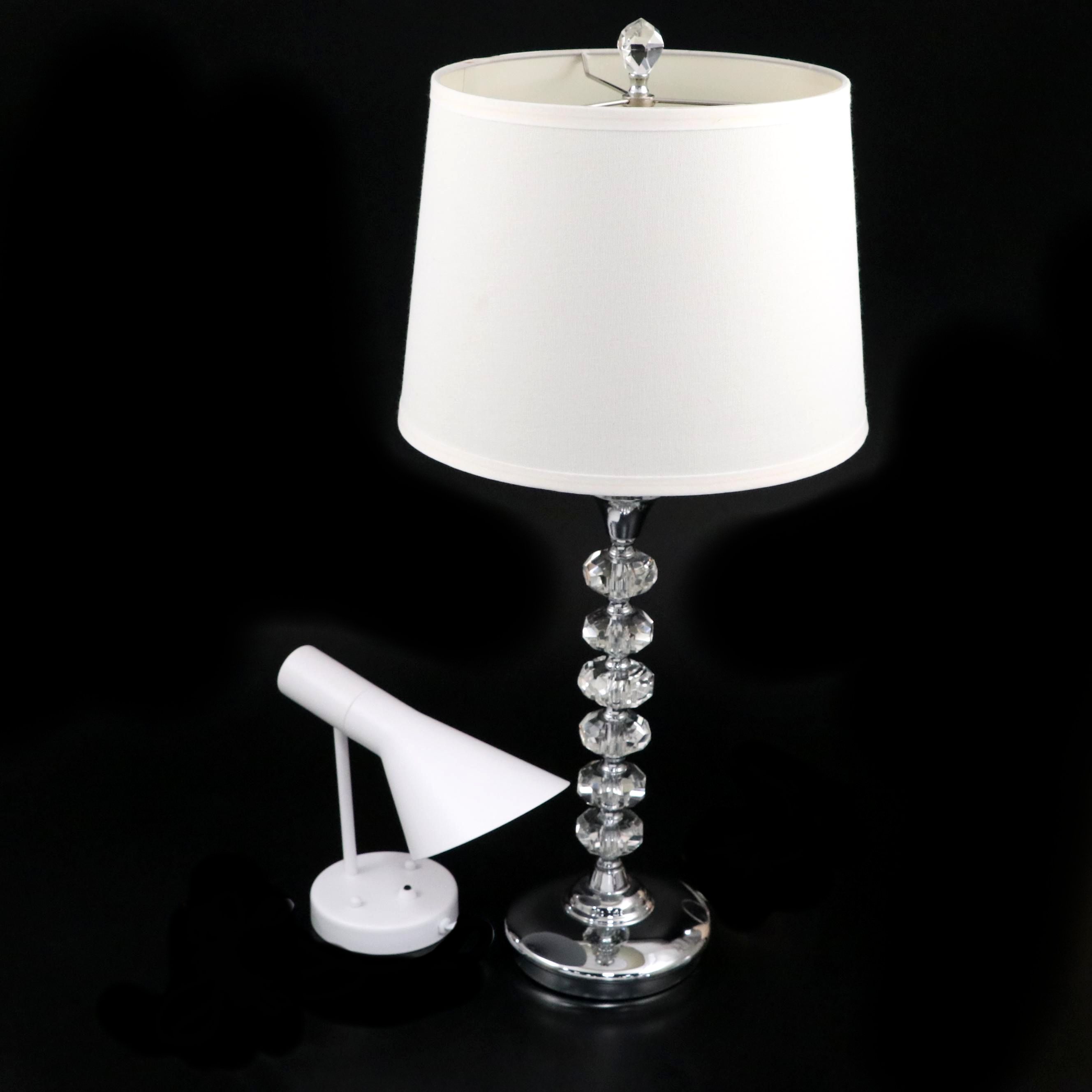 Stacked Crystal Orb Lamp with Adjustable Wall Task Lamp