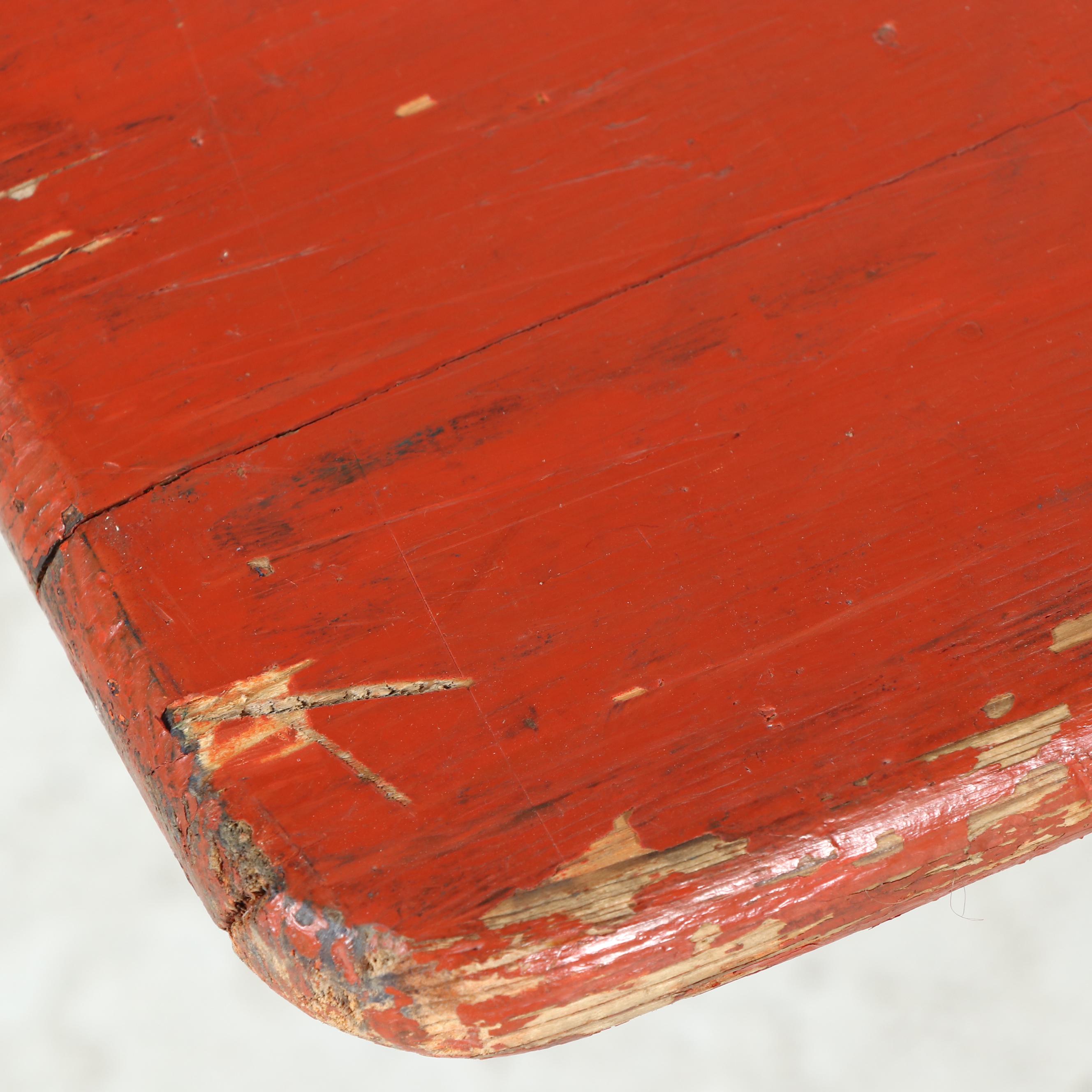 Three Piece German Wood and Metal Folding Biergarten Table and Benches