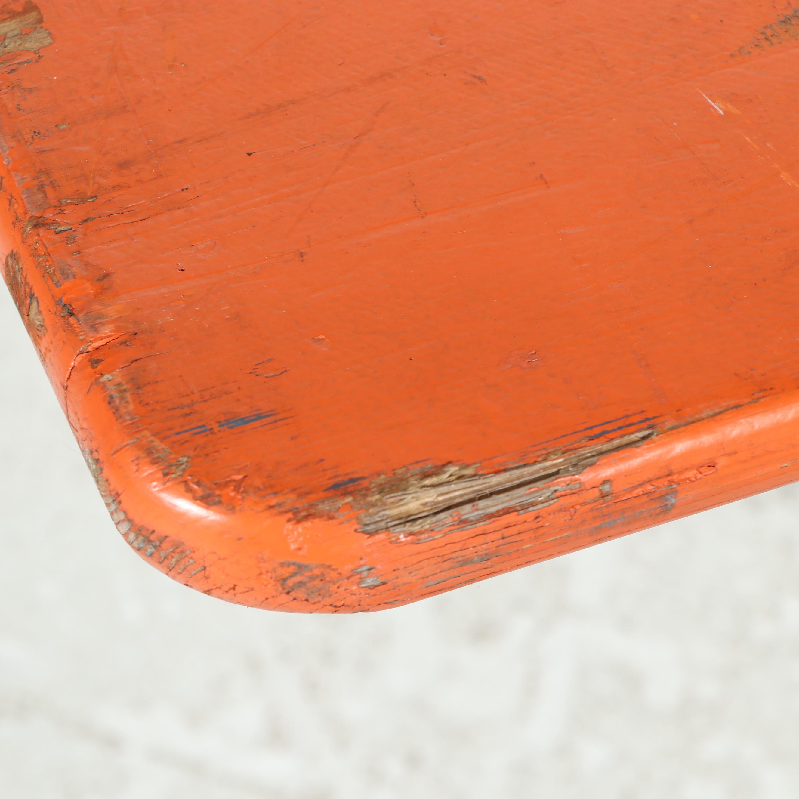 Three Piece German Wood and Metal Folding Biergarten Table and Benches