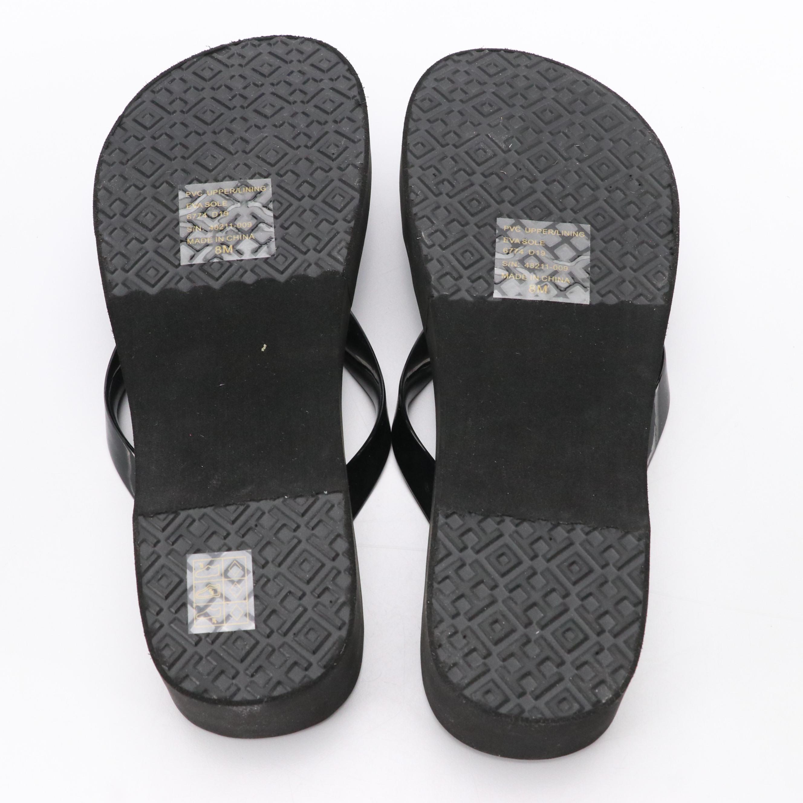 Tory Burch Black Low Platform Flip-Flops