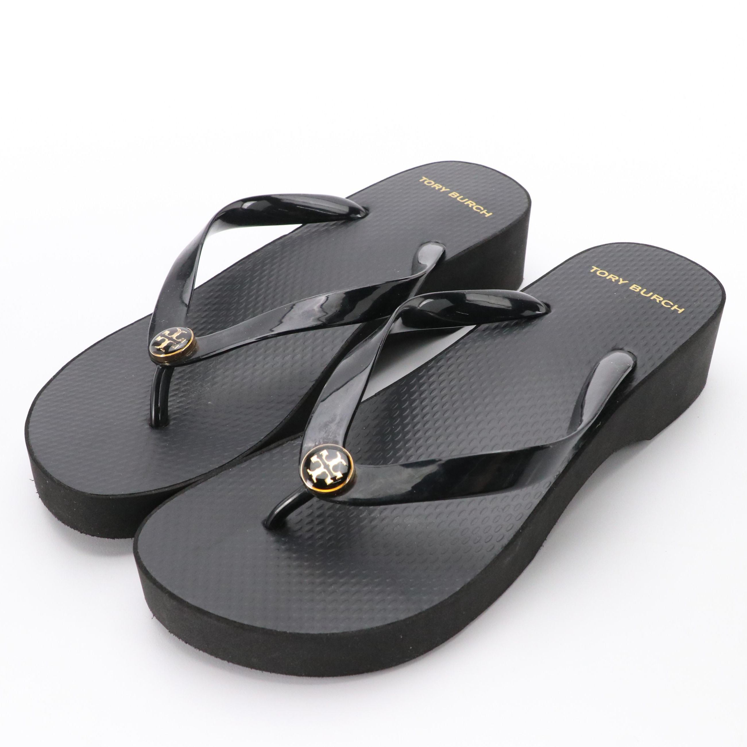 Tory Burch Black Low Platform Flip-Flops
