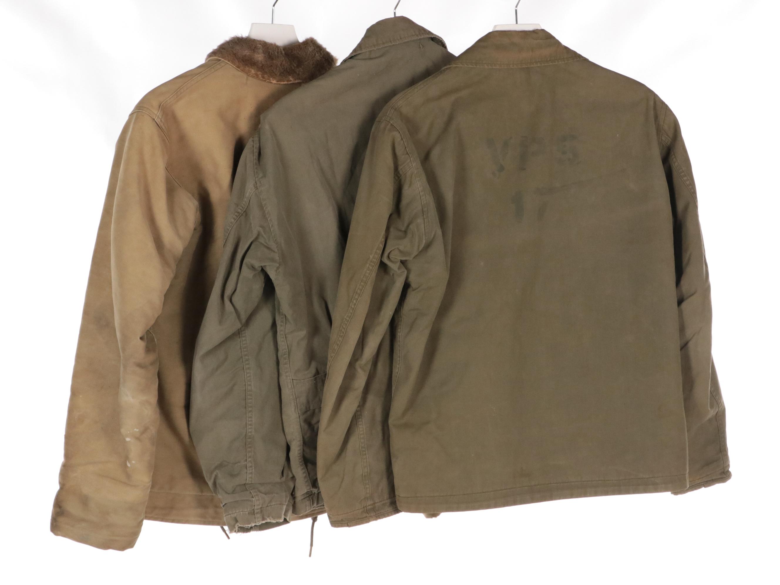 World War II Era US Navy Deck Coats Including N-1 Alpaca Lined