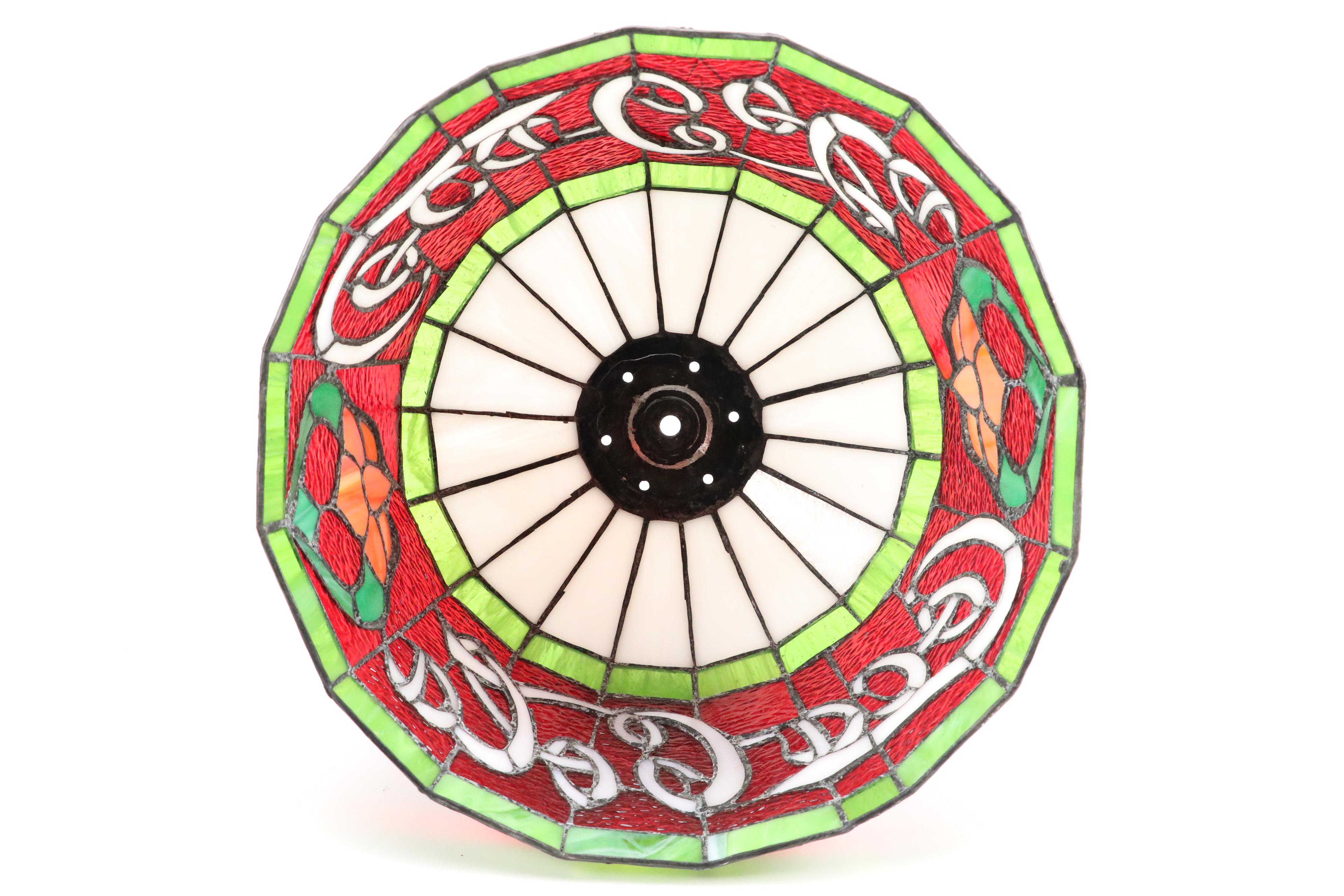 Coca-Cola Stained Glass and Pressed Metal Table Lamp, Mid to Late 20th Century